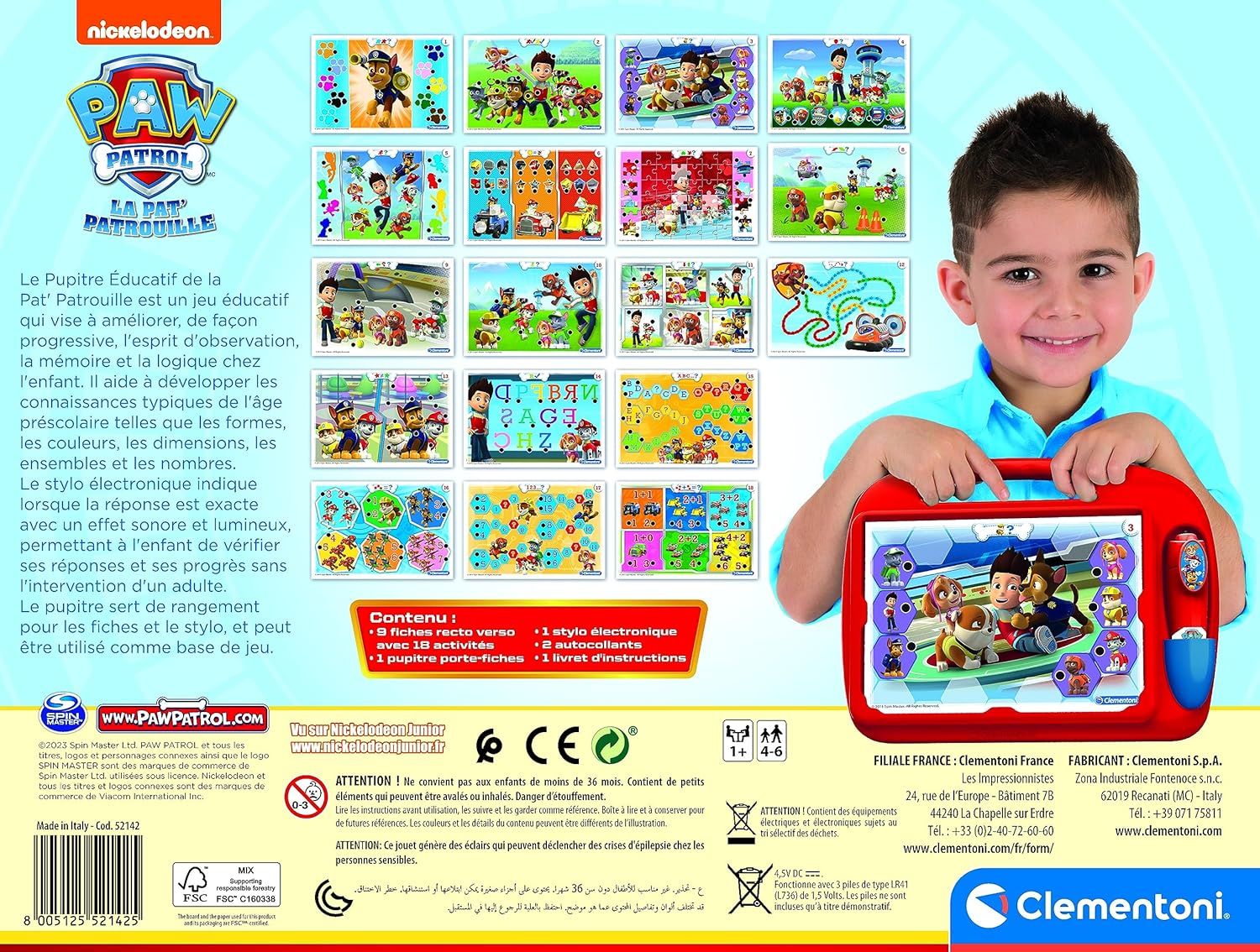 Clementoni Pat'Patrouille Pupitre Educatif: Apprentissage Interactif et Ludique (4-6 ans) - Image détaillée
