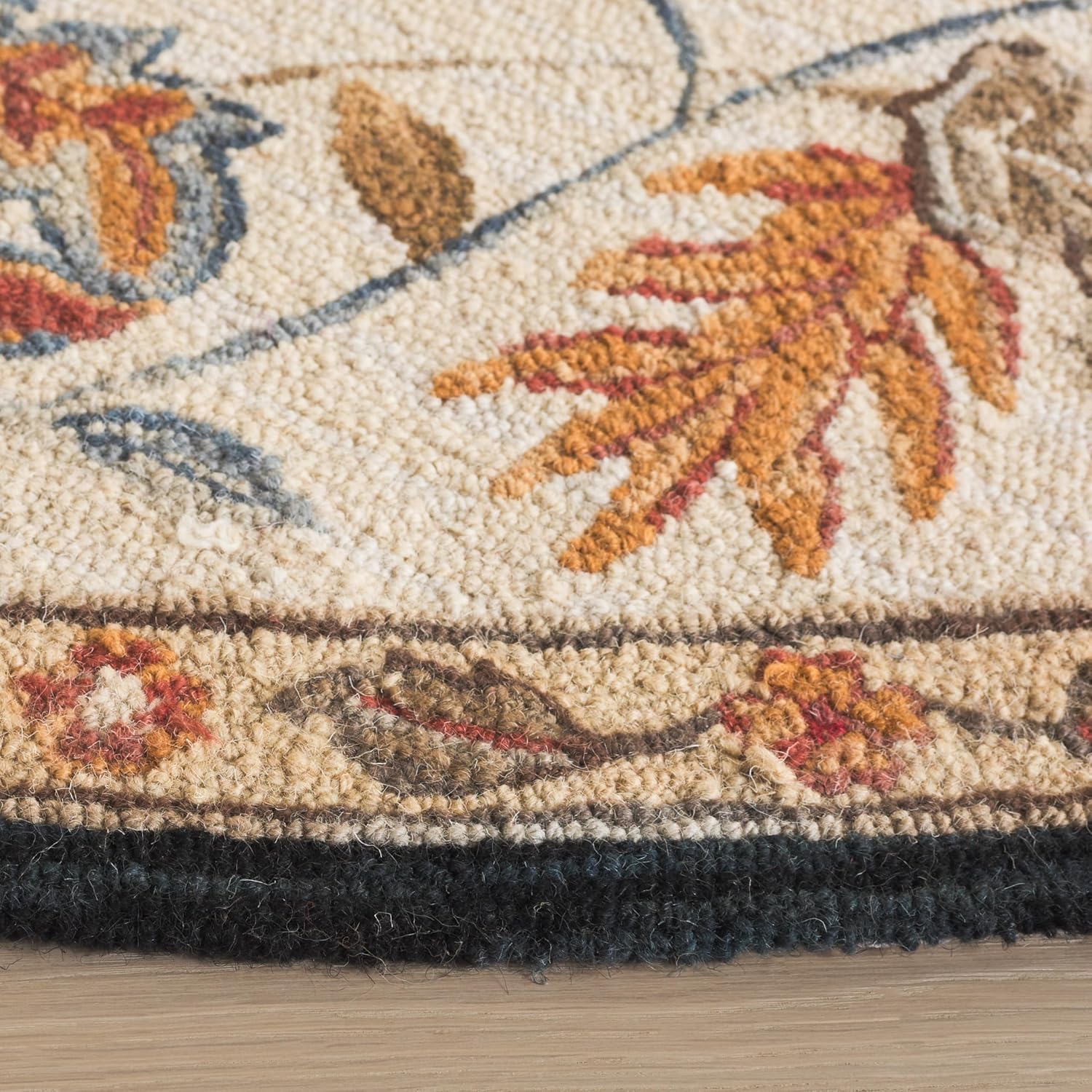 SAFAVIEH Chelsea Collection 3' Round Black HK141B Hand-Hooked French Country Wool Area Rug