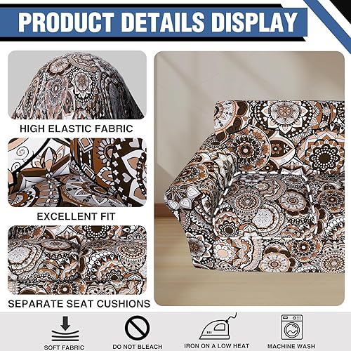Miniatura 2 de Fundas elásticas para sofá de 3 cojines separados, funda de sofá con estampado floral, funda de sofá lavable, protector de muebles apto para