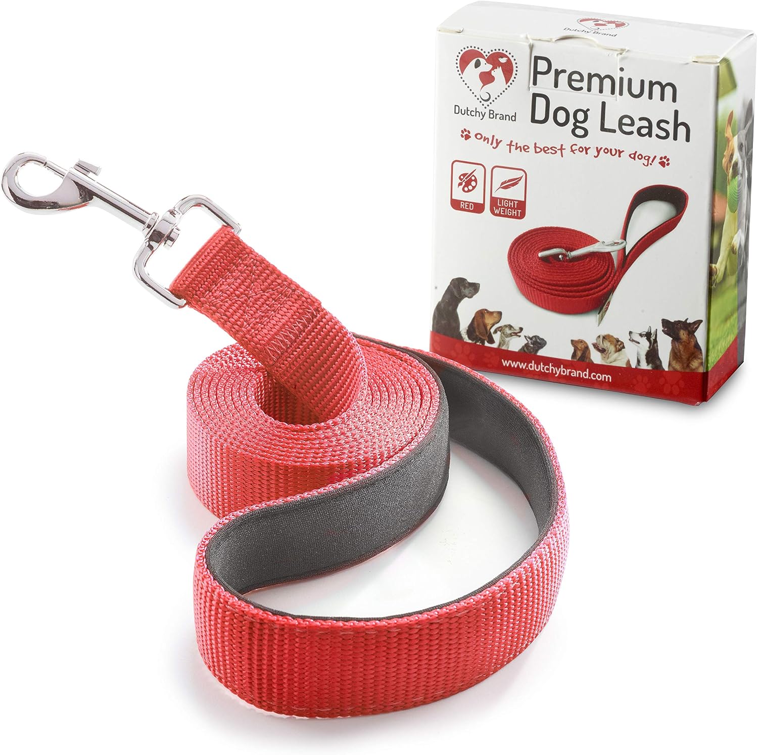 Dog Leash for Medium, Large and Small Dogs - 6 Foot Dog Leashes for Training and Daily Walks - Durable Sizes in Lightweight and Heavy Duty for Small and Large Breeds (1-Layer, Red)