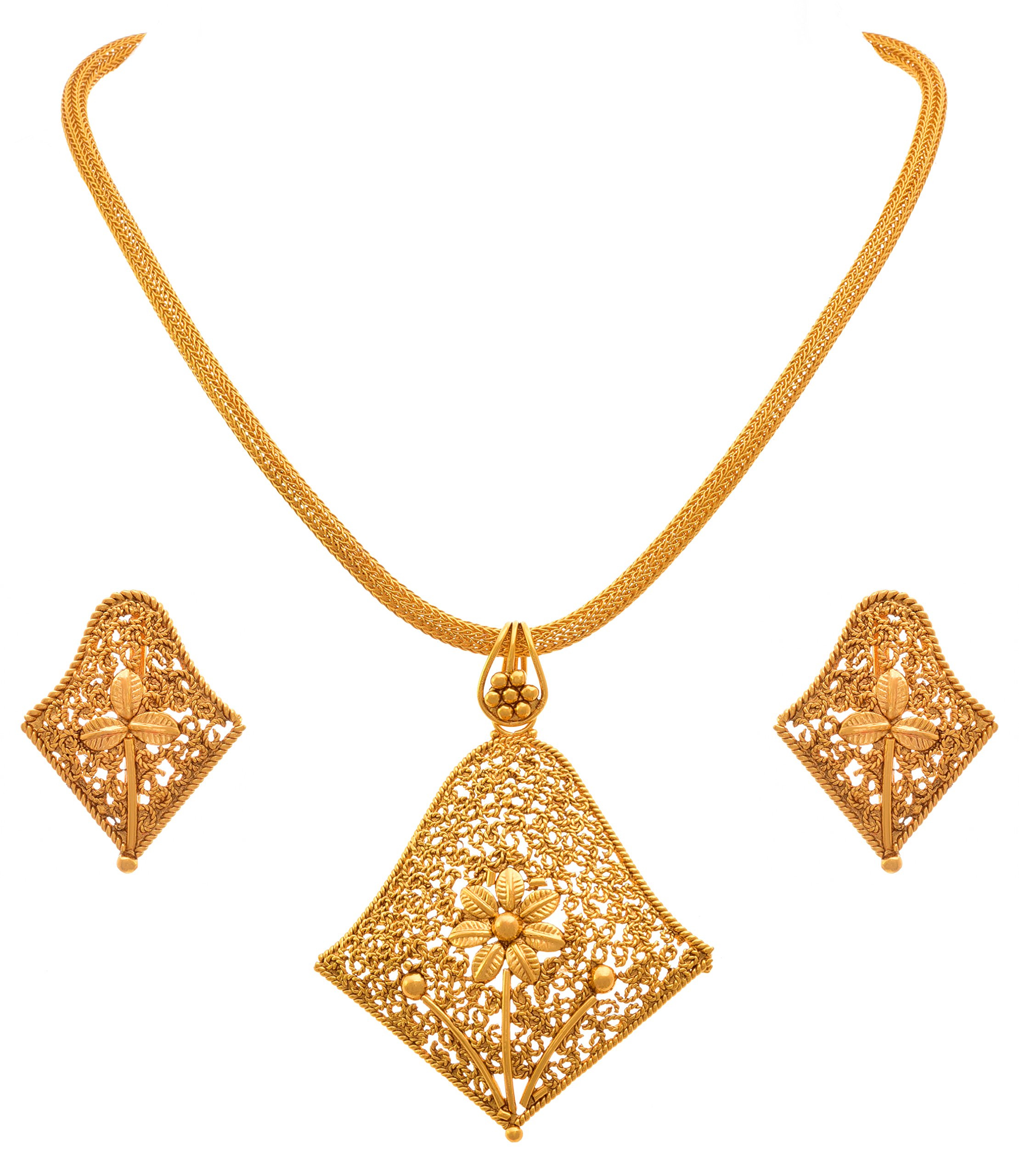 JFL - Jewellery for Less Real Gold Design Filigree Work Jali Design One Gram Gold Plated Pendant Set for Women, Girls,Valentine (B01N4797PQ) Amazon Price History, Amazon Price Tracker