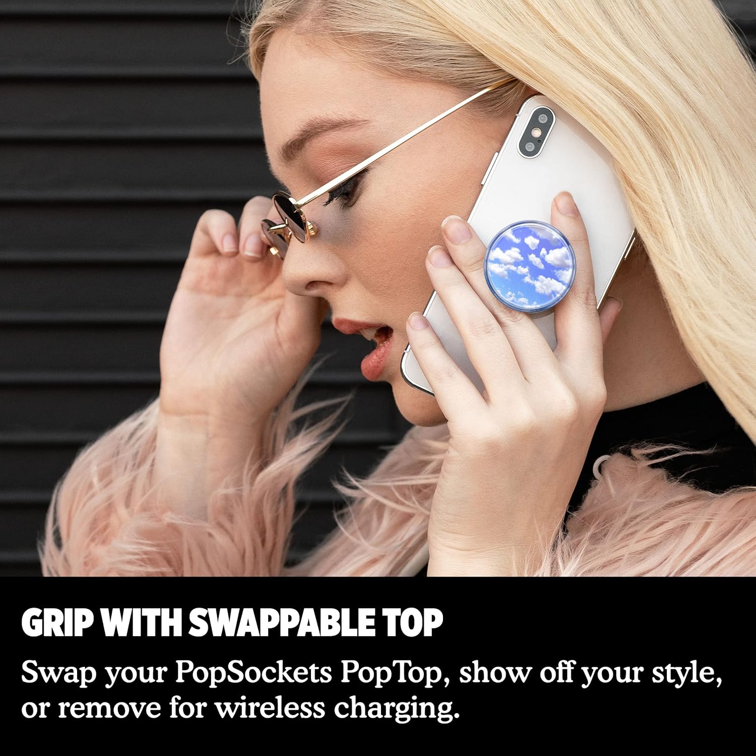 PopSockets Phone Grip with Expanding Kickstand, Graphic PopGrip - Cloudy Skies