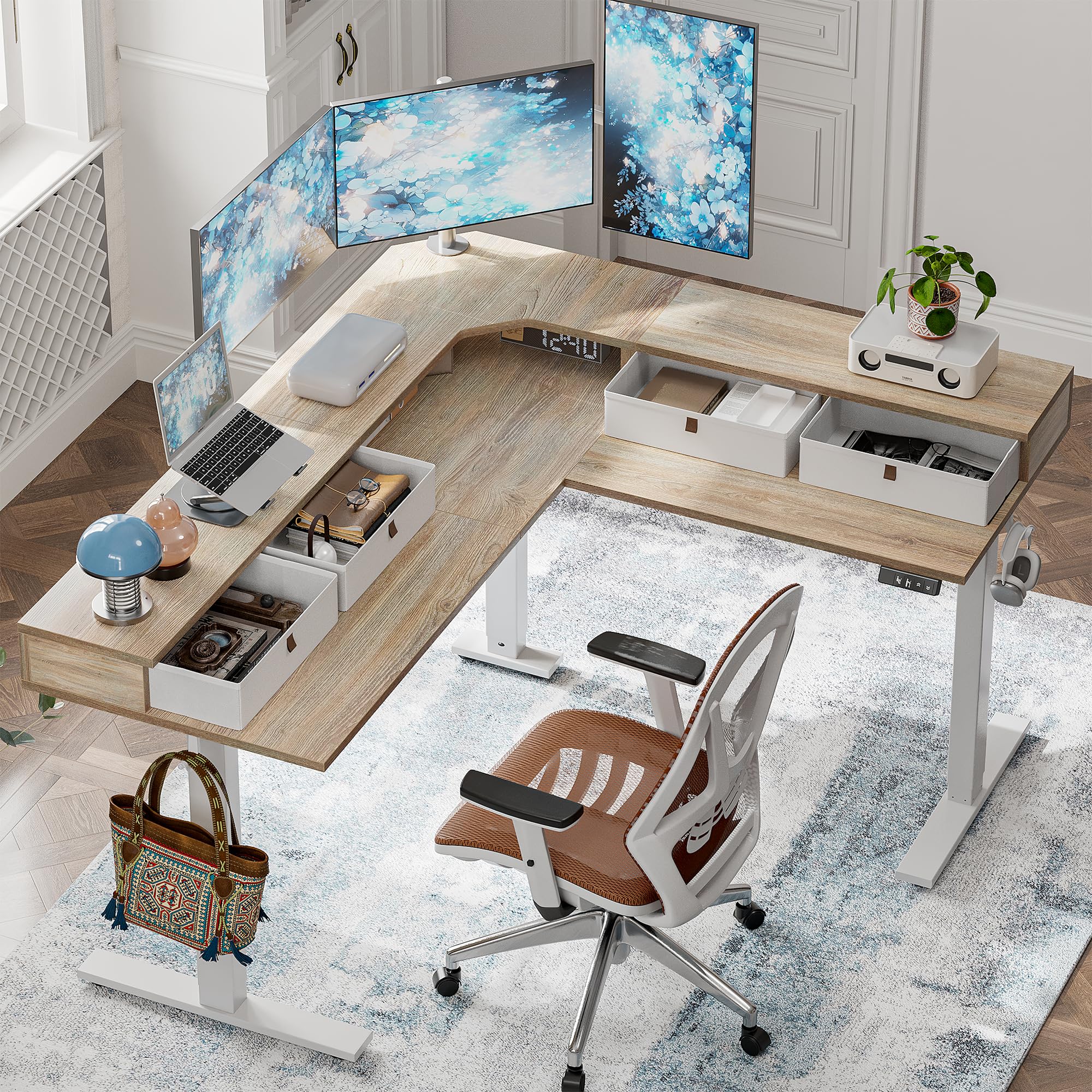 Amazon.com: TIQLAB L Shaped 63 x 55 inch Standing Desk Adjustable