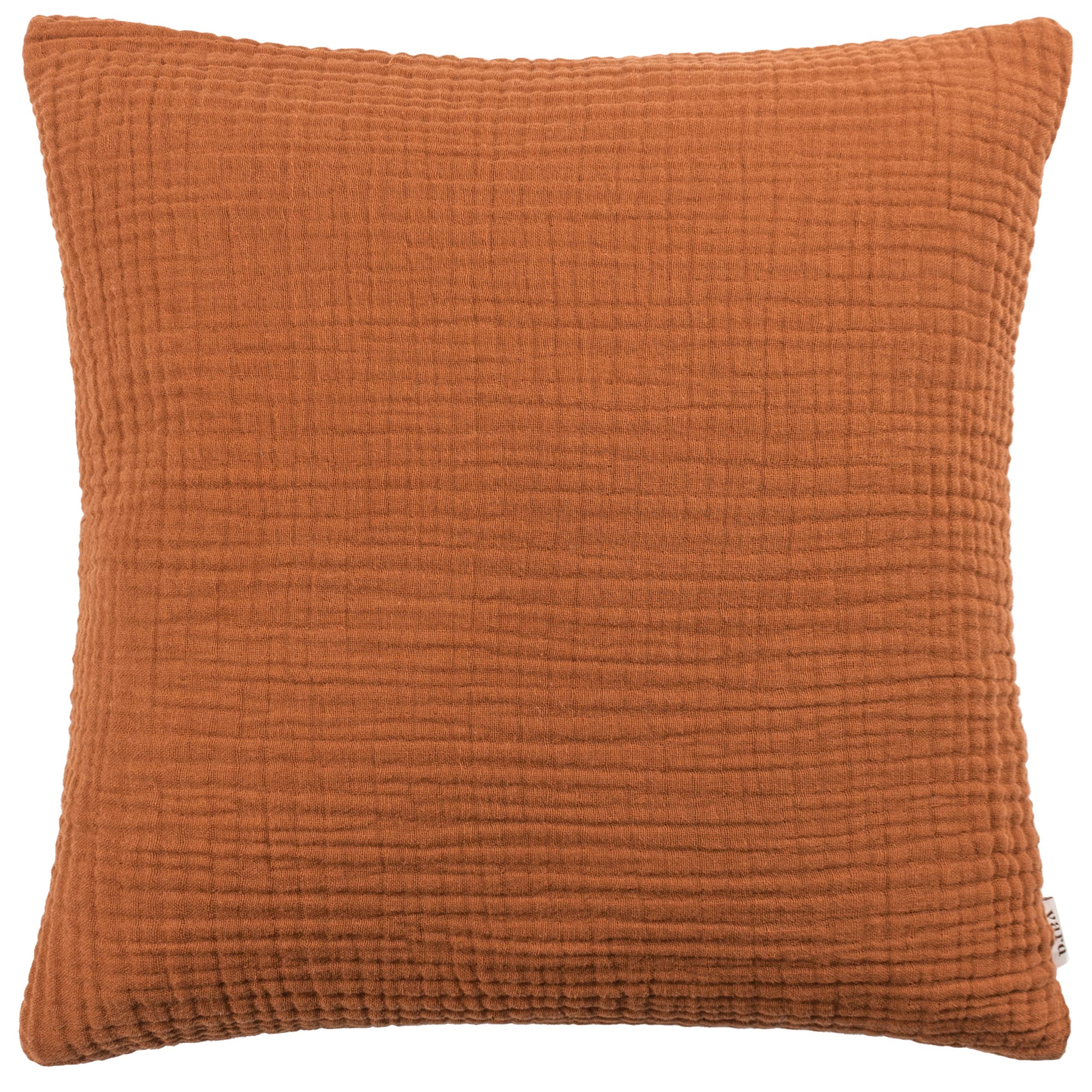 Yard furn Lark Cushion Cover – Soft Minimalistic Textured Muslin Cotton Decorative Case (Pecan – 45x45cm)