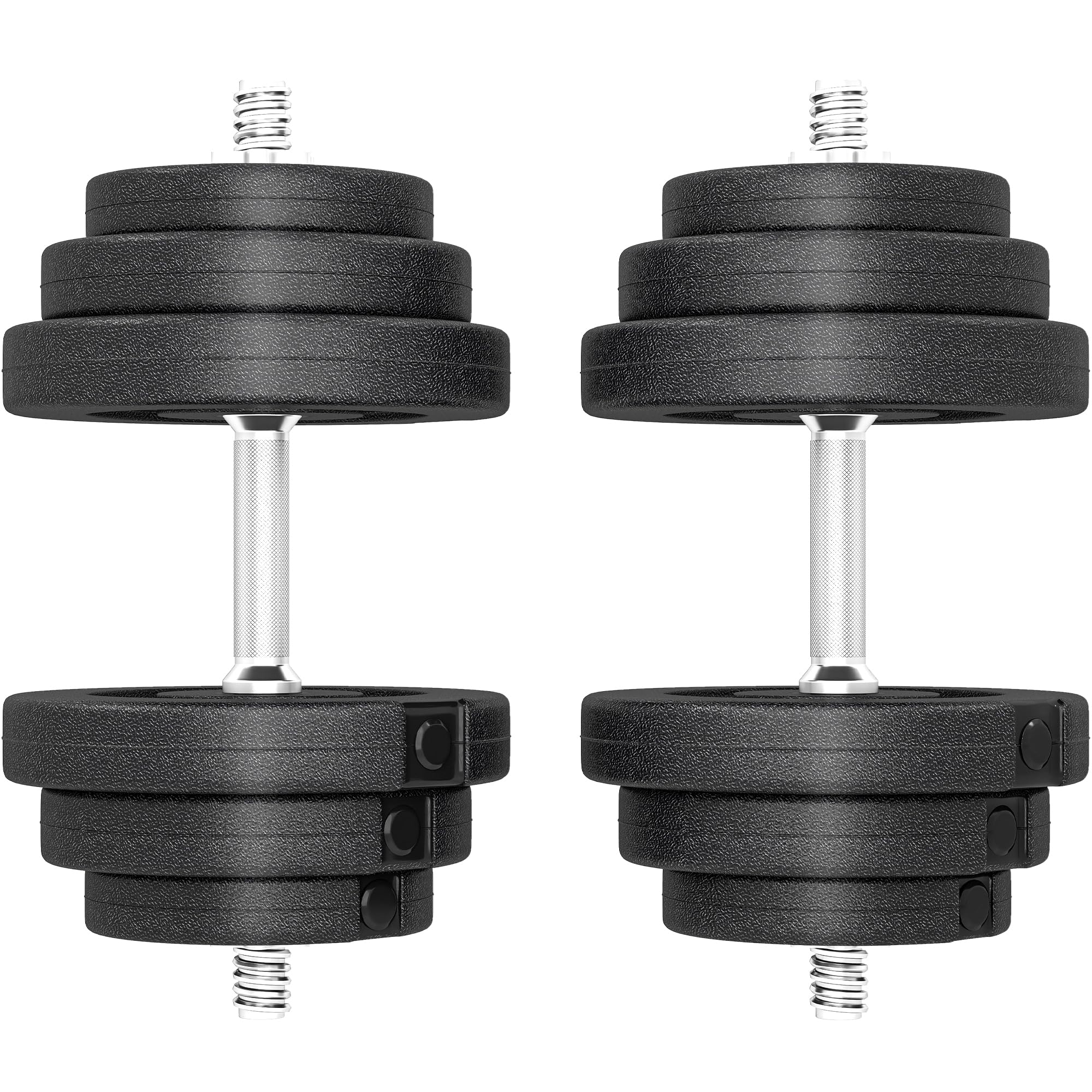 HOMCOM Set di 2 Manubri Regolabili 40 kg Totali, Set di Pesi Palestra per Braccia con Impugnatura Antiscivolo, Pesi Manubri, per Allenamento Fitness Casa e Palestra, Nero