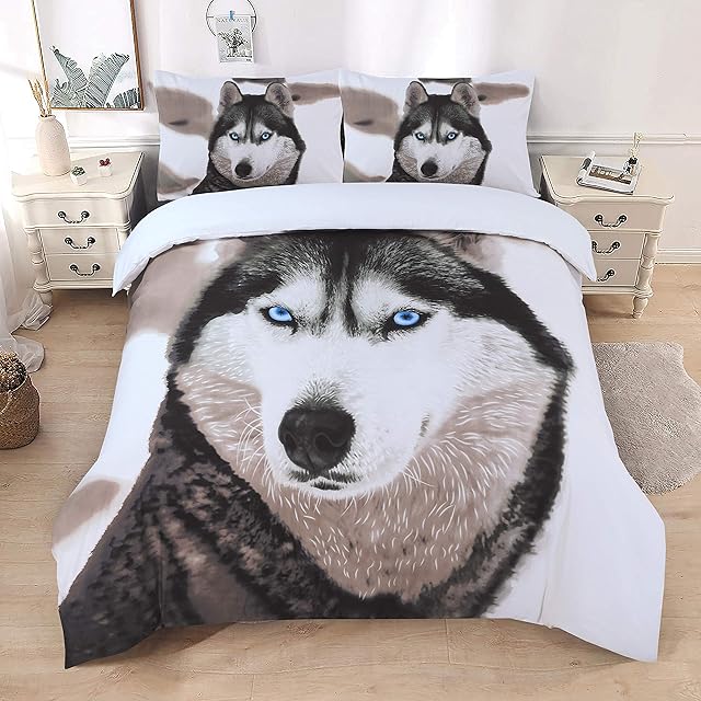 3D Print Duvet Cover Set Single Double King Size Animal Print Duvet Bedding Set (Double, Wolf)