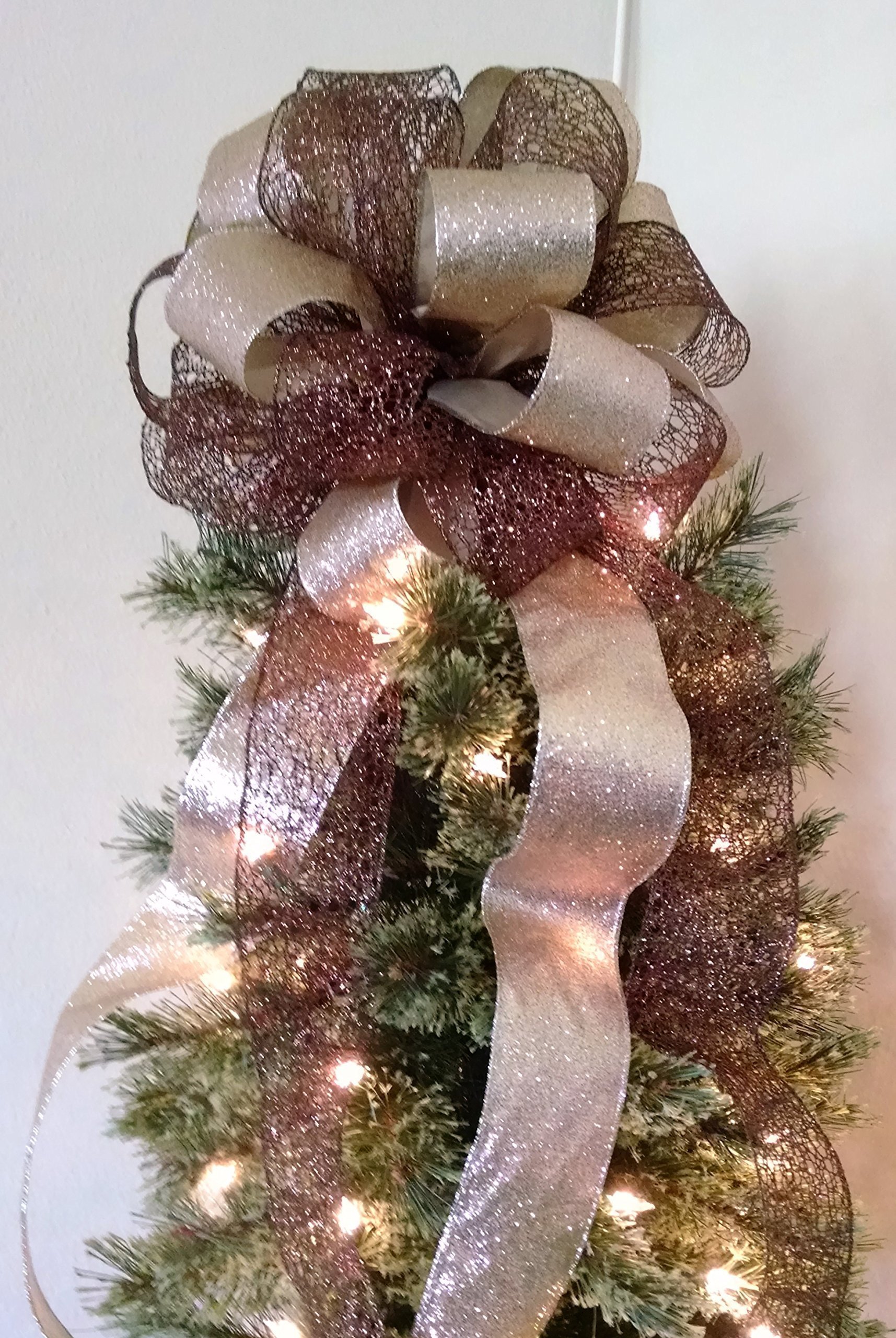 Buy Tree Topper Gold and Copper Tree Topper Bow Christmas Bow