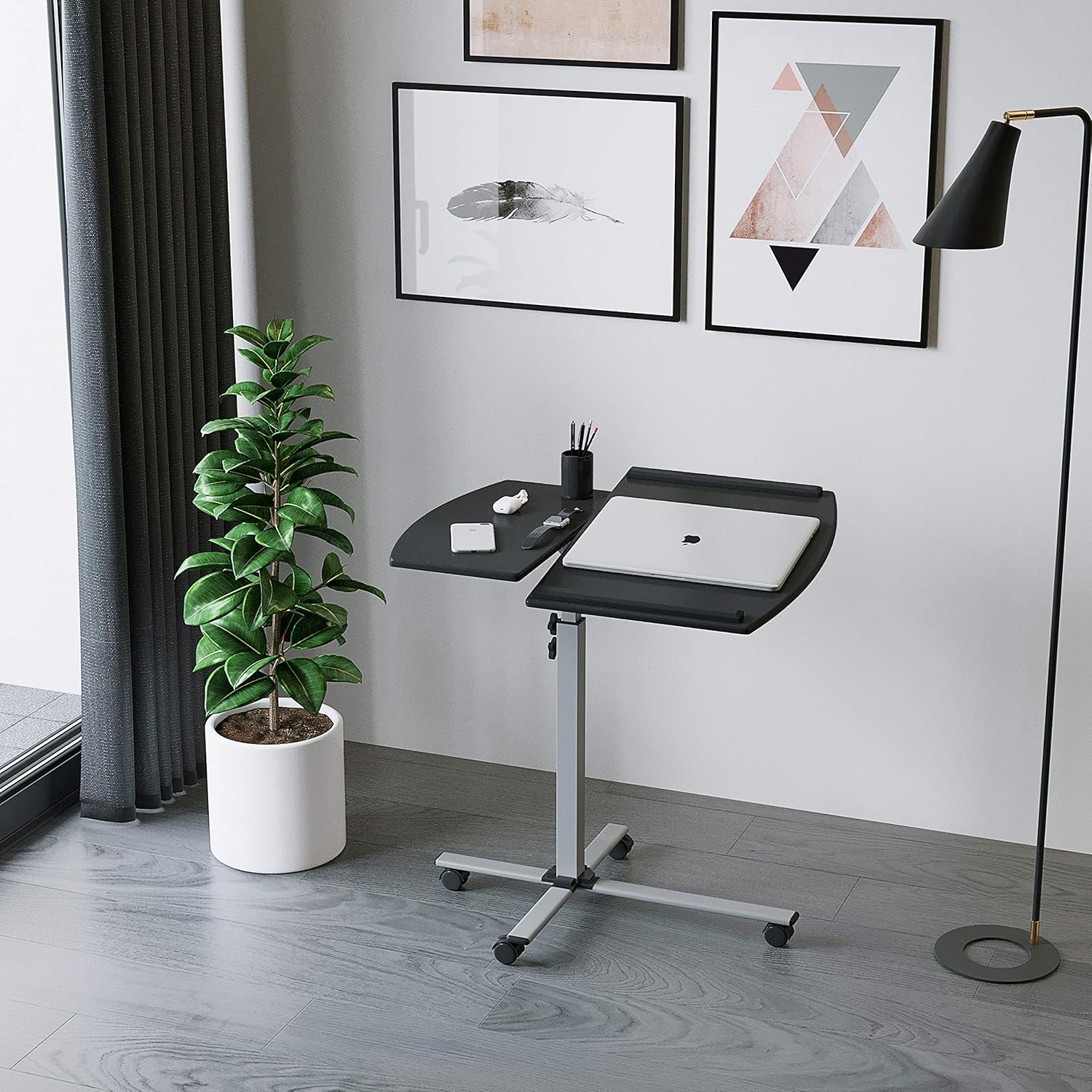 Techni Mobili Rolling Adjustable Laptop Cart, Graphite : Office Products