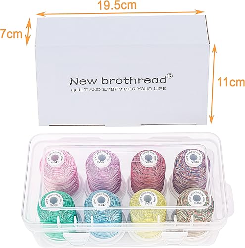Miniatura 2 de New brothread - 11 opciones 8 bobinas a presión de hilo de algodón 100 % mercerizado multiusos de 50 S3 1,968.5ft cada carrete con caja de