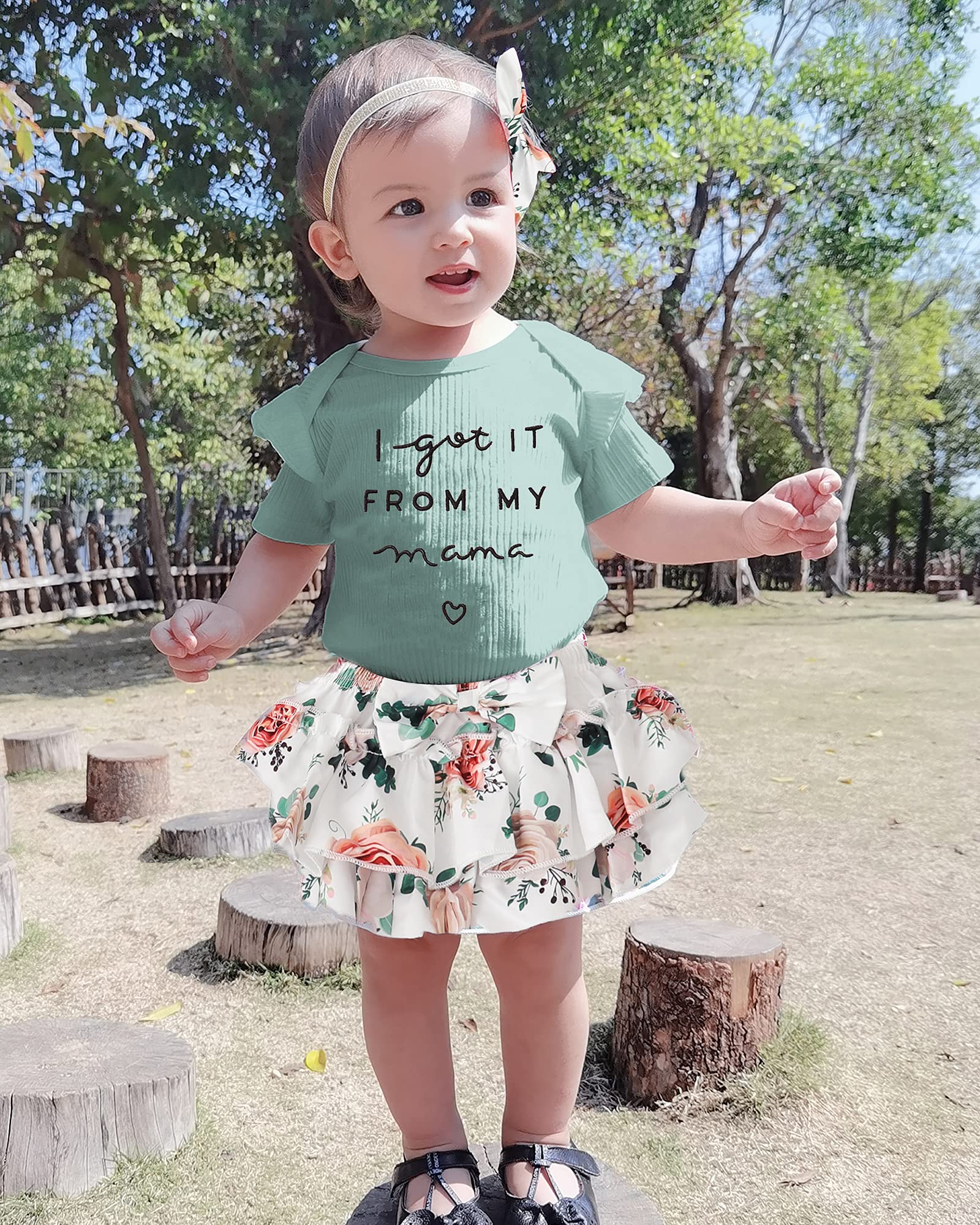 Bebé Recién Nacido Bebé Ropa Mameluco Pantalones Cortos Conjunto Floral Verano Trajes Lindo Bebé Ropa Niña - verde - 3-6 meses
