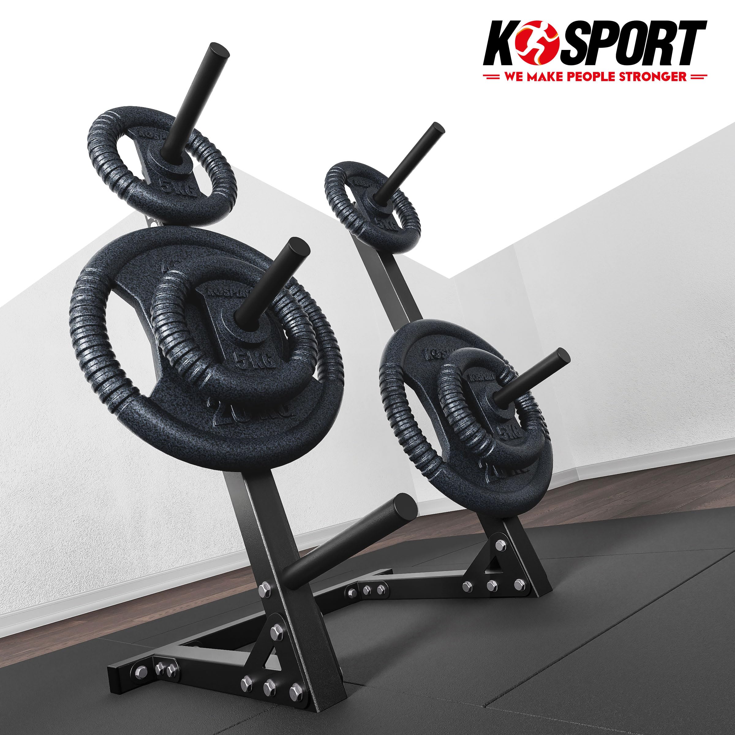 K-Sport: Supporto pesi palestra con una capacità di carico fino a 280kg I 5 barre di carico I Supporto di allenamento per tutti i dischi di peso I Fitness professionale per la casa, E-Book incluso