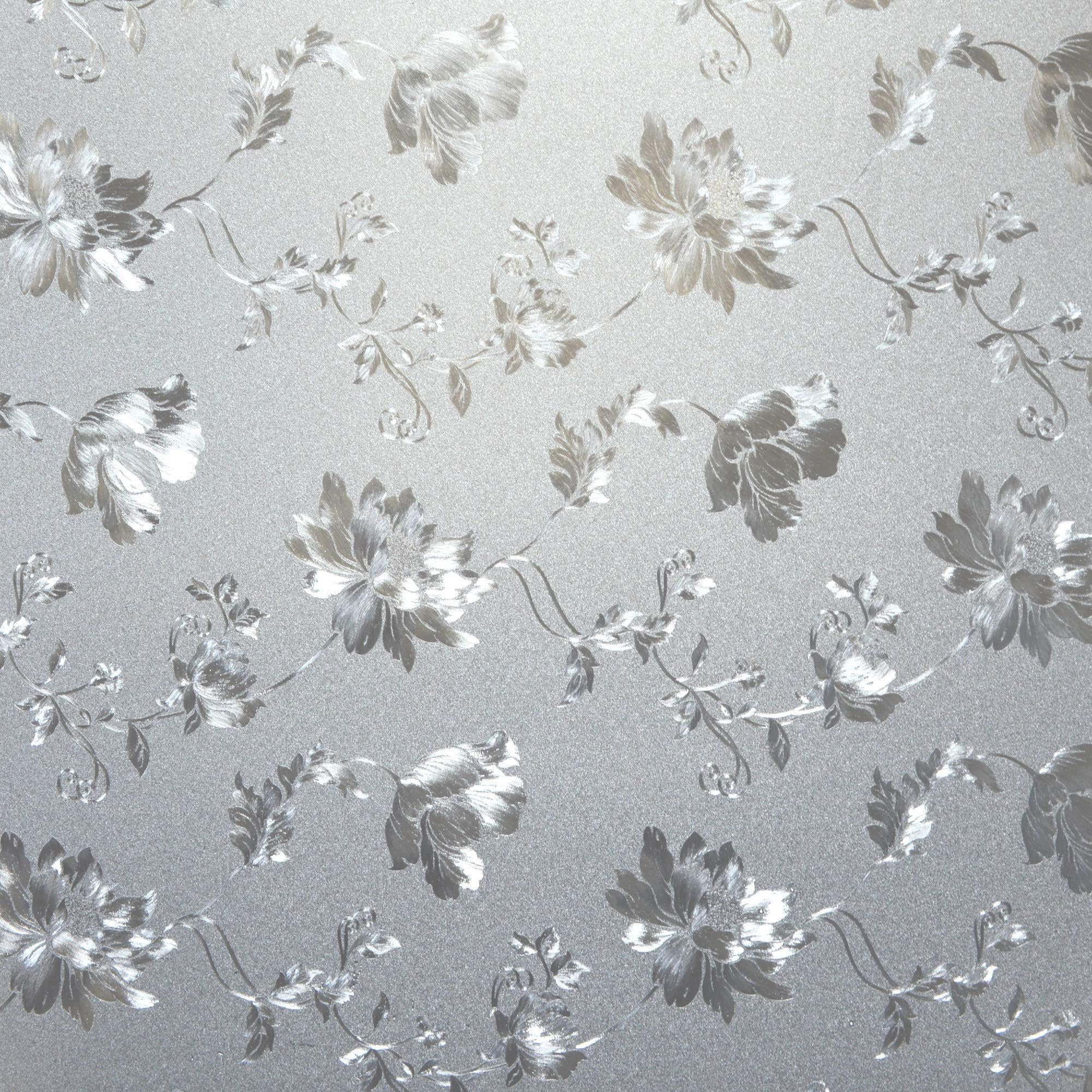 PROTINT WINDOWS Designer Floral Glass Privacy Window Film, Self Static Adhesive Cling, 35.5 inches by 72 inches