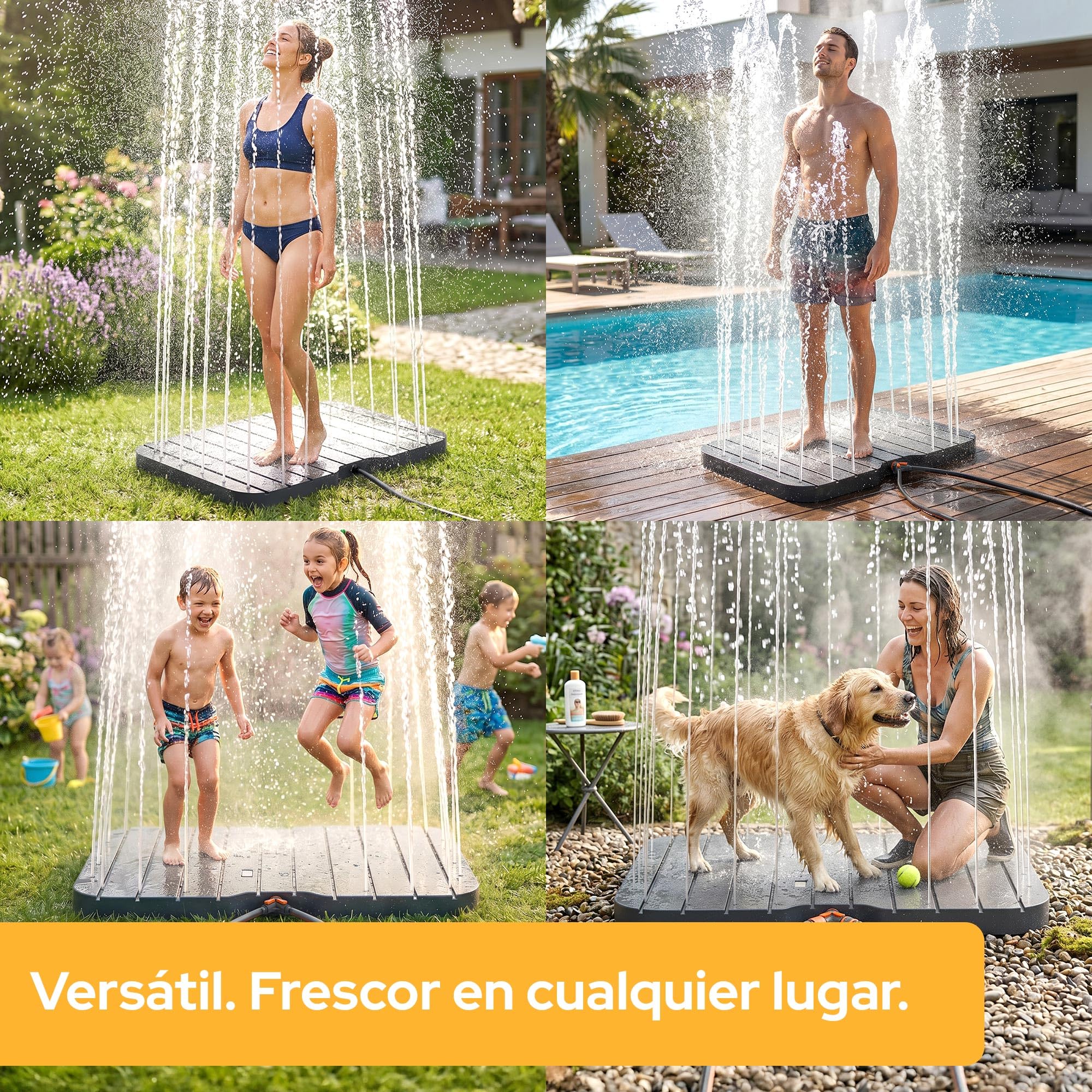 Arebos Ducha de Jardín para Piscina y Sauna | Ducha Exterior con Control de Pie | Conexión para Agua Fría y Caliente | Ducha Antideslizante | Ducha de Camping hasta 150 kg