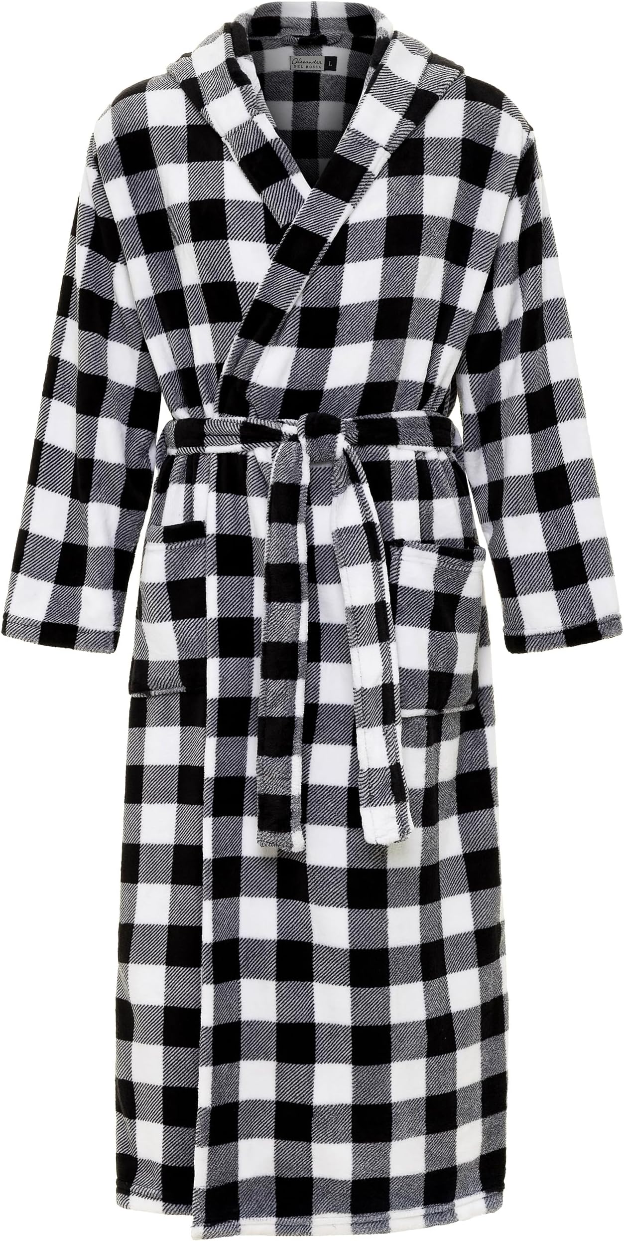 Alexander Del Rossa Mens Robe with Hood, Plush Fleece Hooded Mens Bathrobe, Big and Tall Bath Robe for Men