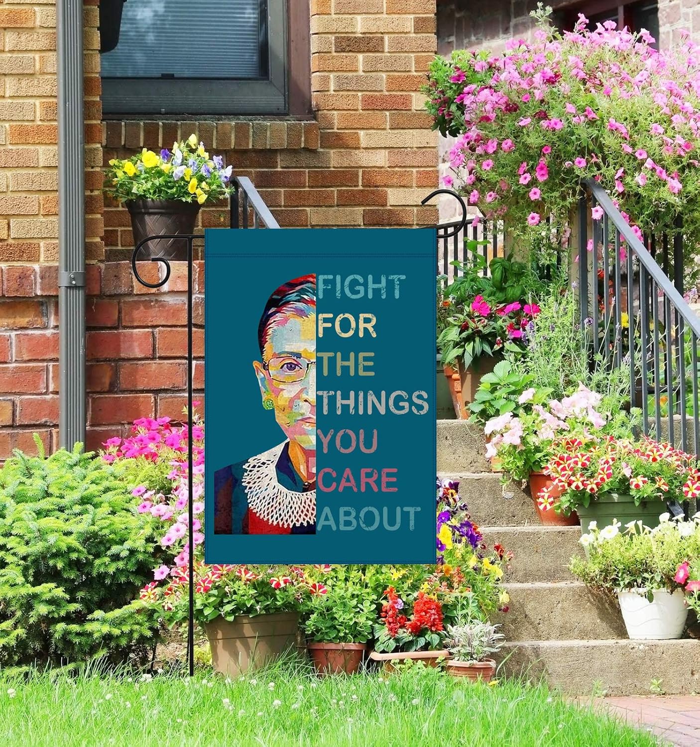 Ruth Bader Ginsburg RBG Garden Flag Fight for the Things You Care about Women Leader House Flag Double Sided Yard Outdoor Decoration 12 x 18 Inch - Image 3