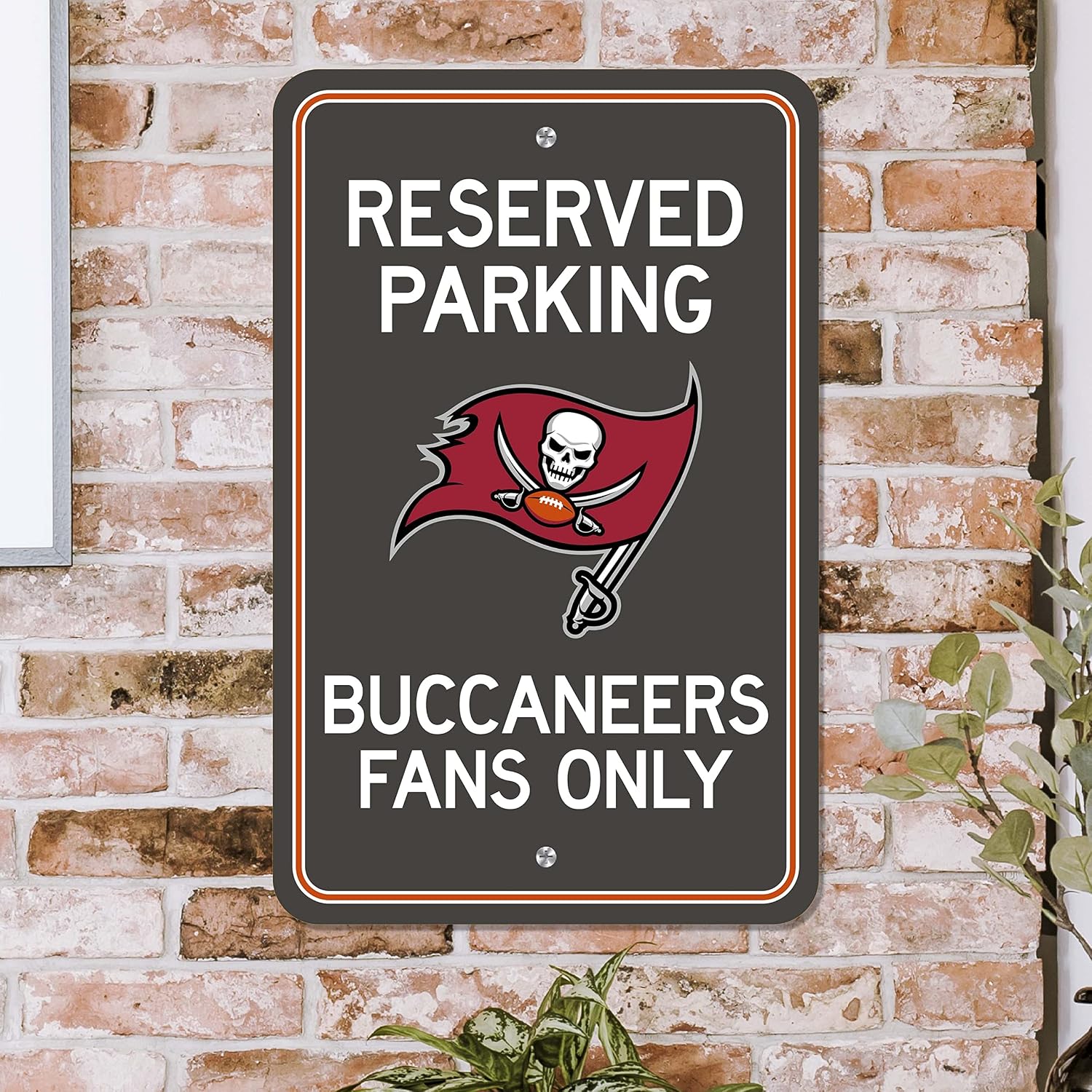 FANMATS NFL - Tampa Bay Buccaneers Team Color Reserved Parking Sign Décor 18in. X 11.5in. Lightweight