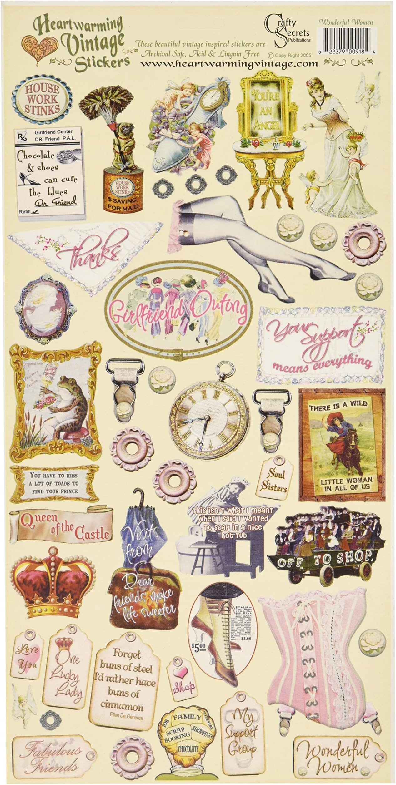 Heartwarming Vintage Cardstock Stickers 6"X12"Sheet-Wonderful Women
