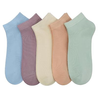 Women Bamboo Ankle Socks Ankle Length Thin Sock Odor Resistant Low Cut Sock 5 Pairs (as1, alpha, s, regular, regular, Assorted 1)