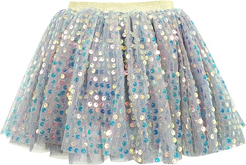 Happy Cherry Tutús para niñas, falda de tul de 3 capas, faldas de ballet con lentejuelas, falda de baile brillante de princesa