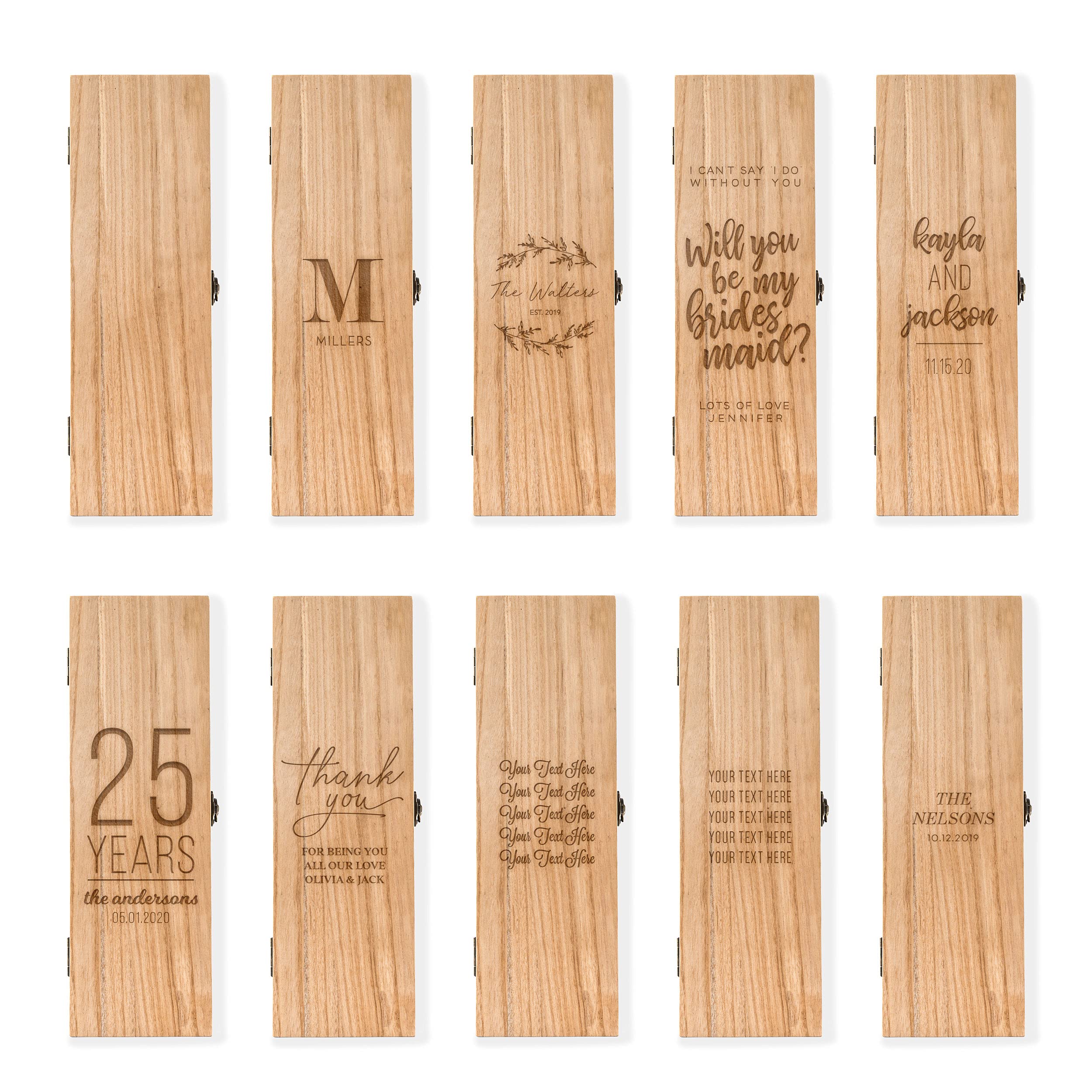 Weddingstar Caja de regalo de vino de madera con tapa, no personalizable