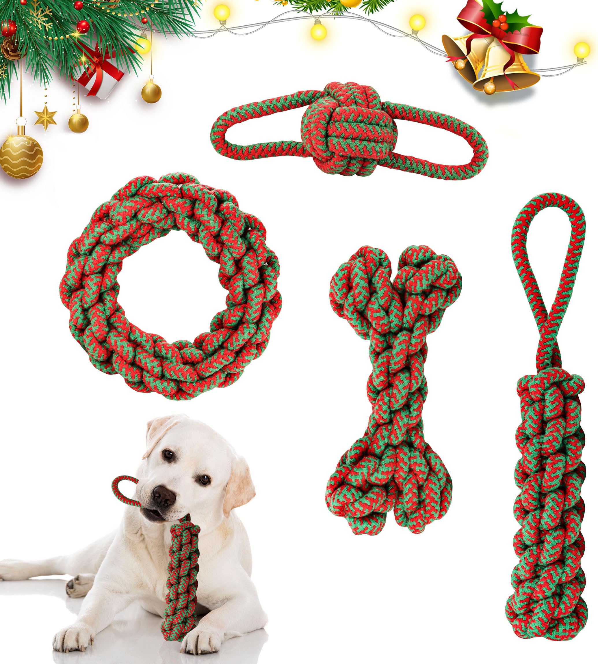 Corda Giocattolo Per Cani FARYODI, Tiro Alla Fune Con Cigolio E Carta Sfrigolante, Struttura A Spirale, Igiene Dentale, Per Cani 5-40 Kg