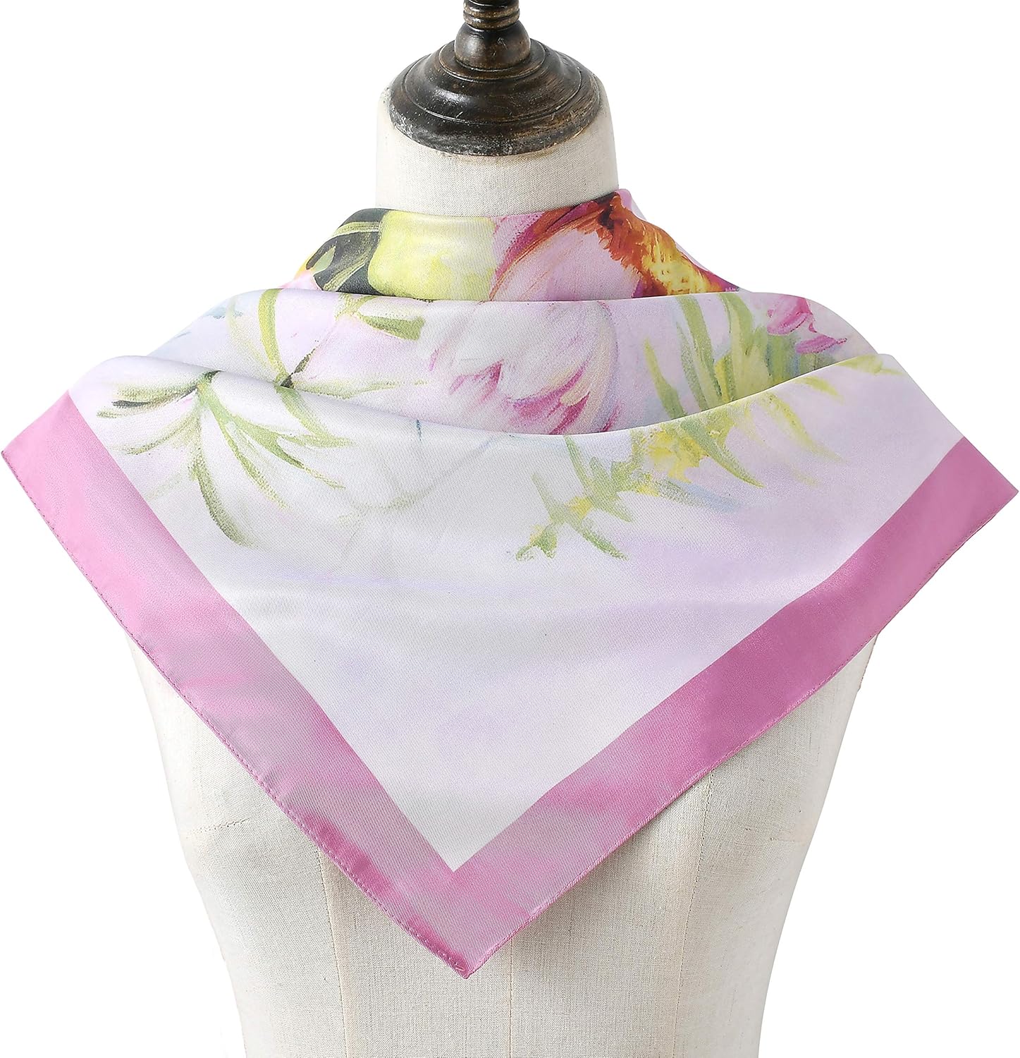 100% Mulberry Silk Scarf-Printed or Solid Color 35” Square Large Silk Hair Head Wrap Scarf With Gift Box Package - Image 2