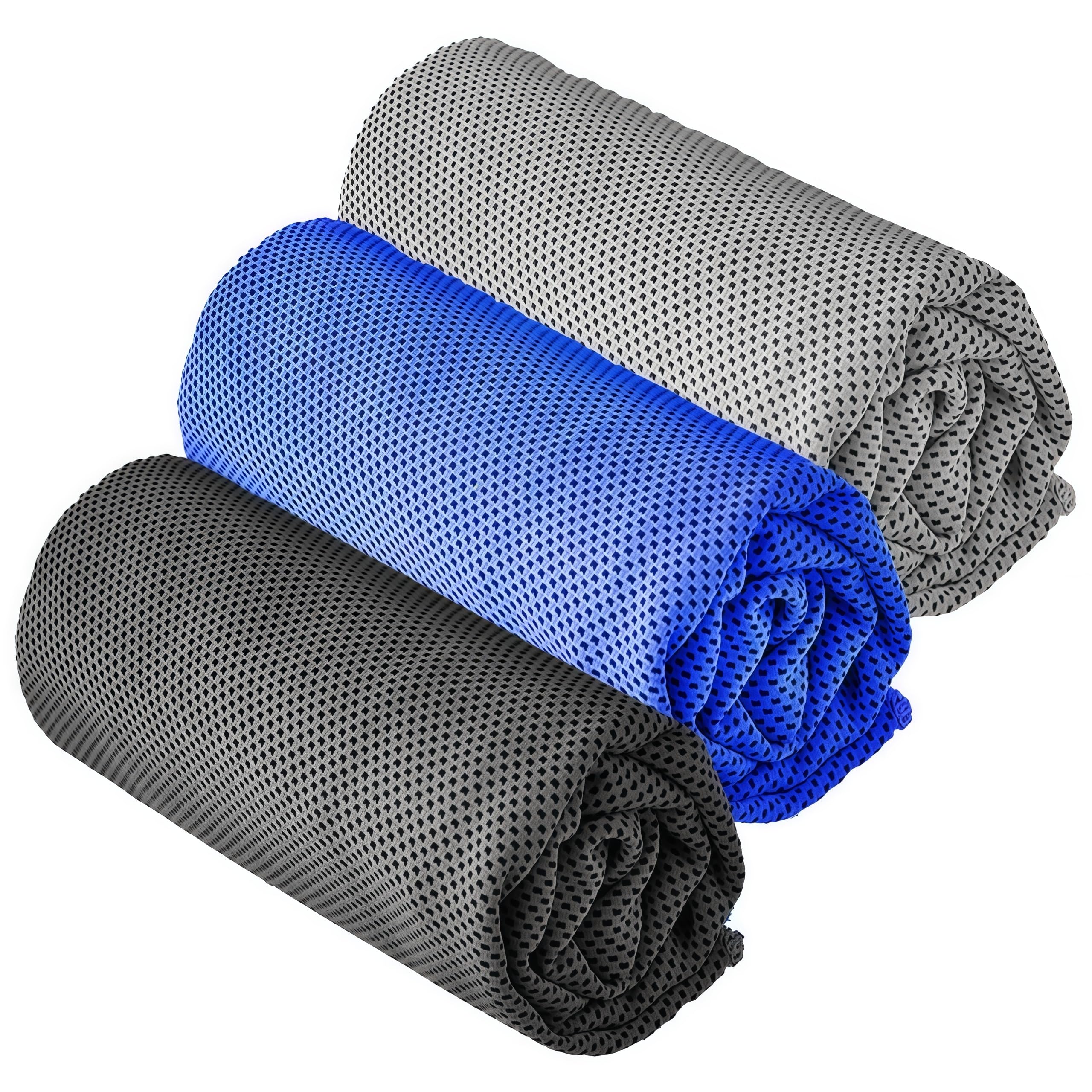 Yqxcc Dark Blue/Light Gray/Dark Gray 3 Pcs Cooling Towels | 120X30 Cm | Cool Cold For Neck | Microfibre Soft Breathable Chilly | For Sports Yoga, Golf, Gym, Camping, Running & More Activities