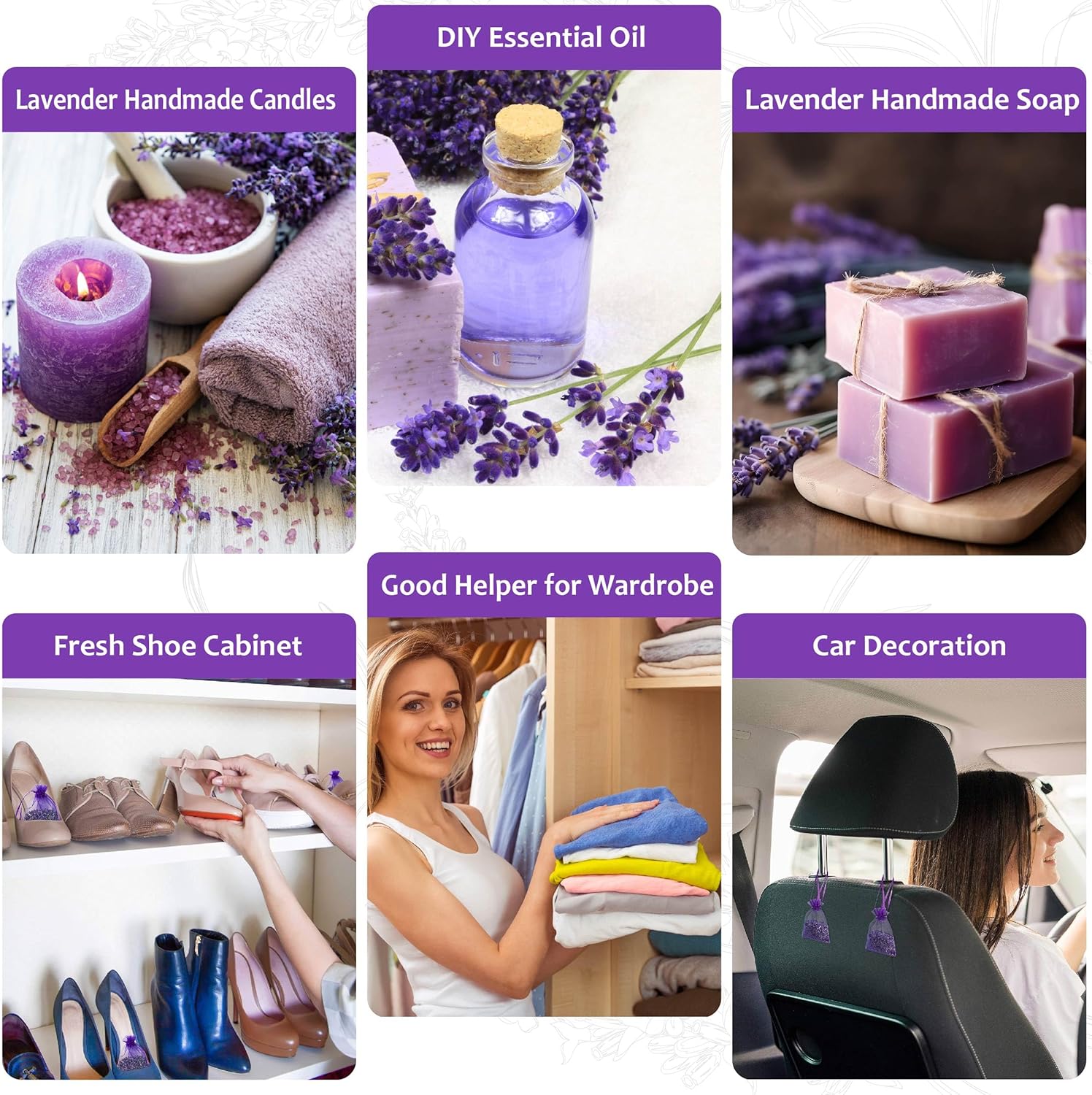 Bag of 12 Sachets Dried Lavender Flower Lavender Sachets for Drawers and Closets, LV-B-1 - Image 3