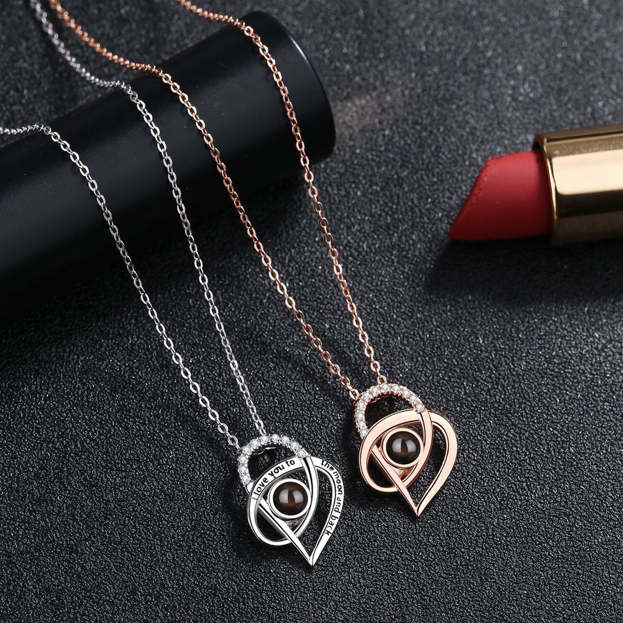 Collana con proiezione Fotografica Personalizzata Collana in Argento Sterling 925 con Collana Ti Amo in 100 Lingue