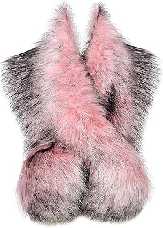 BABEYONDWomen's Faux Fur Shawl Party Faux Fur Collar Fur Wraps for Winter Bridal Wedding Cover Up