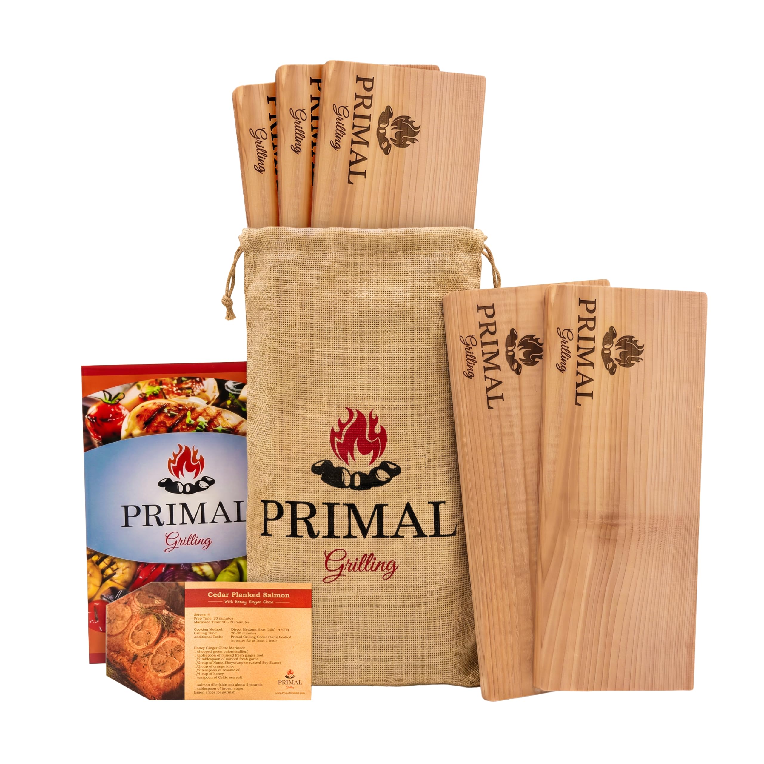 Deski cedrowe premium do grillowania | Grubsza konstrukcja do nawilżania i smacznego łososia, steków, owoców morza i więcej | Więcej zastosowań na deskę | Darmowa karta z przepisami | Wystarczy namoczyć, grill i podawać | 5 sztuk