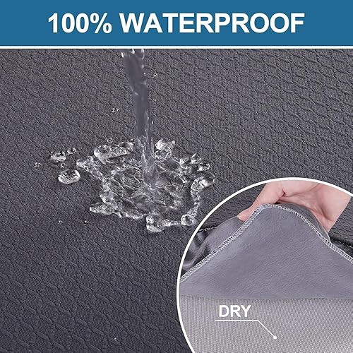 Miniatura 10 de smiry Juego de 6 fundas de asiento impermeables para sillas de comedor, tela jacquard elástica, extraíble y lavable, fundas protectoras de asiento