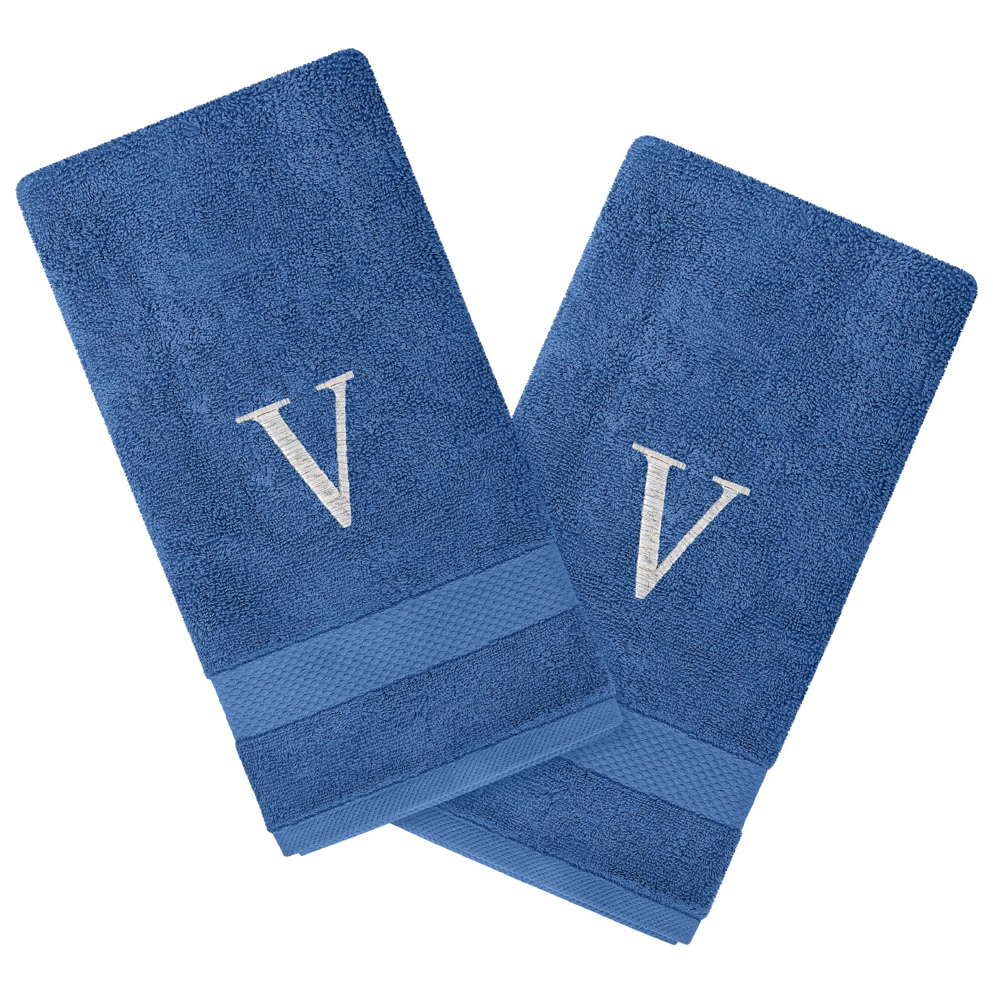 Personalized Passion 2-Pack Hand Towels Set with Monogram - 16"x27" Highly Absorbent & Soft Turkish Cotton - Monogrammed Hand Towels for Bathroom, Spa