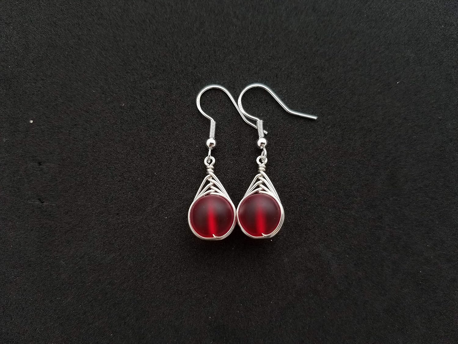 Yinahawaii Handmade Sea Glass Earrings, Hawaiian Jewelry for Women, Braided Small Round Earrings, Unqiue Sea Glass Jewelry For Women Custom Birthday Gift For Women - Image 4