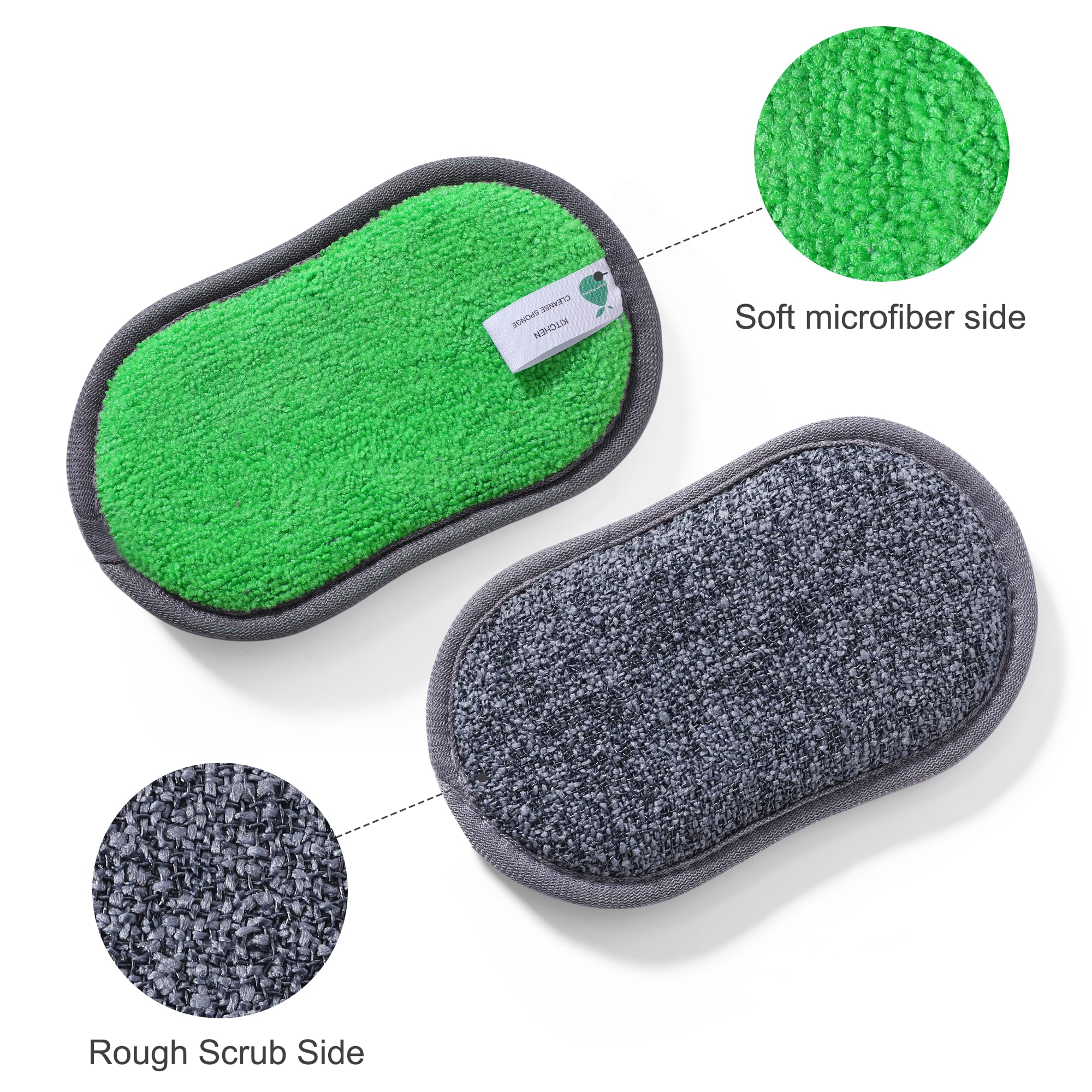 Esponjas multiusos para cocina, esponjas de microfibra de doble cara, estropajo de platos antiarañazos, esponjas de limpieza duraderas para platos, ollas, sartenes, cocina (paquete de 6)