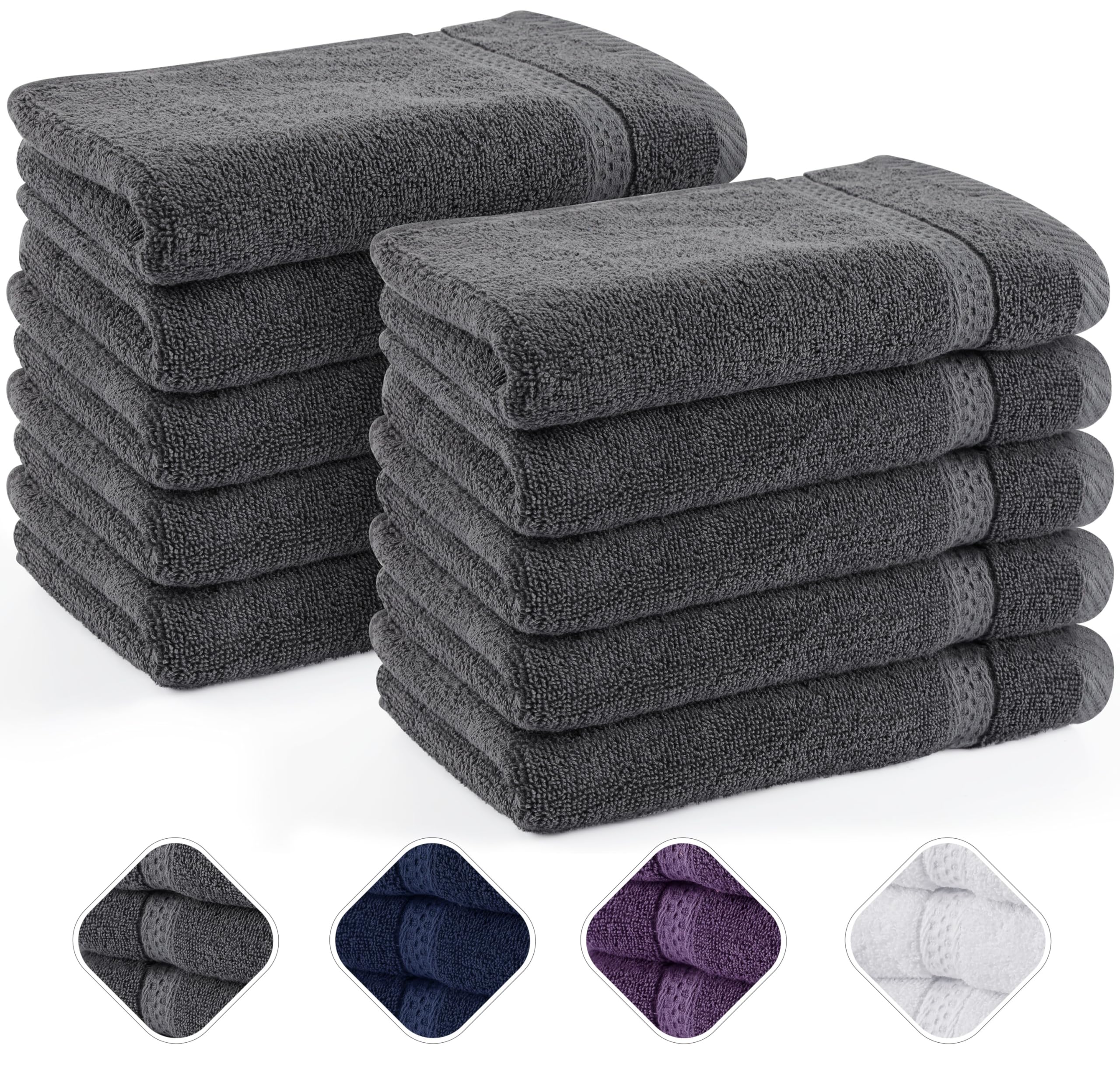 Utopia Towels - Zestaw 10 ręczników dla gości 30x50 cm z pętelką do zawieszania, małe ręczniki 100% bawełny, miękkie i chłonne (szary)