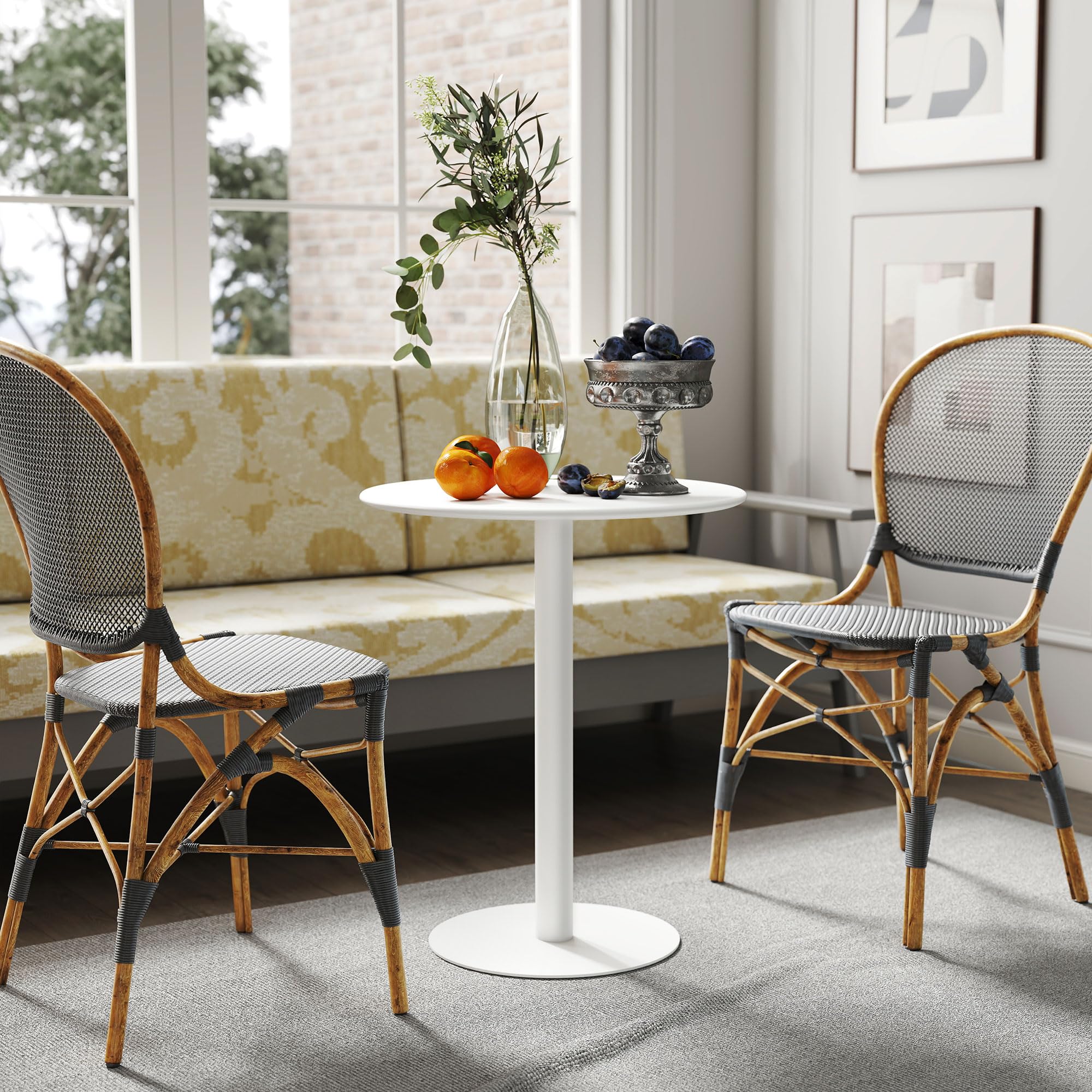 HOMCOM Esstisch 60 x 60 cm Rund Küchentisch für 2 Personen Esszimmertisch mit Säulentisch Kleiner moderner Tisch für Küche, Esszimmer Wohnzimmer Weiß