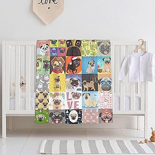 Homiehug Crazy Cute Pug Blanket Funny Throw Fleece Soft Cozy Fuzzy Blankets for Gift Picnic Decor for Kids Girls Boys for Room Couch House Travel Full Size 30'Ã—40'for Baby/Pets