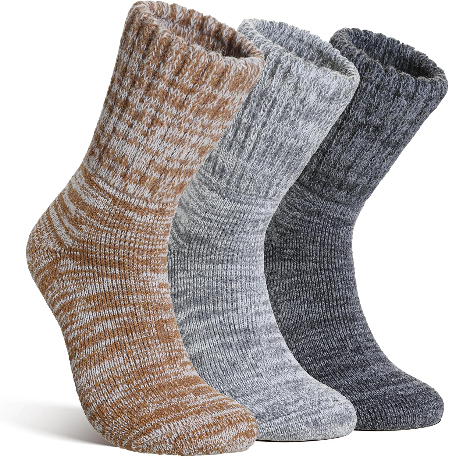 AMENLAN Merino Wool Boot Socks Thermal Winter Ski Thick Warm Hiking Socks for Women Men 3 Pairs