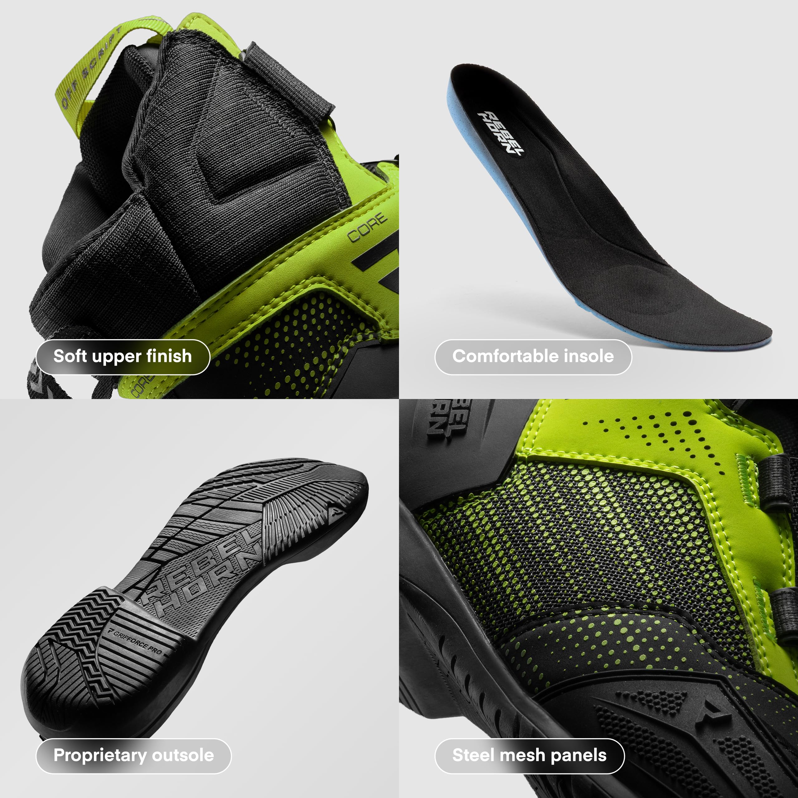 REBELHORN Core Buty Motocyklowe Męskie i Damskie | Skóra PU | System Szybkiego Sznurowania ATOP | Ochraniacze Kostek | Wzmocnione Palce | Panele Wentylacyjne Mesh | Rozmiary do 48