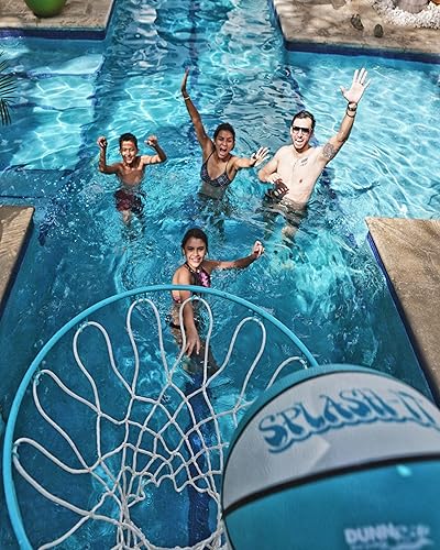 Miniatura 5 de Dunn-Rite Splash & Shoot, aro de baloncesto ajustable para piscina al aire libre con altura variable, pelota, base y borde de acero inoxidable de 18