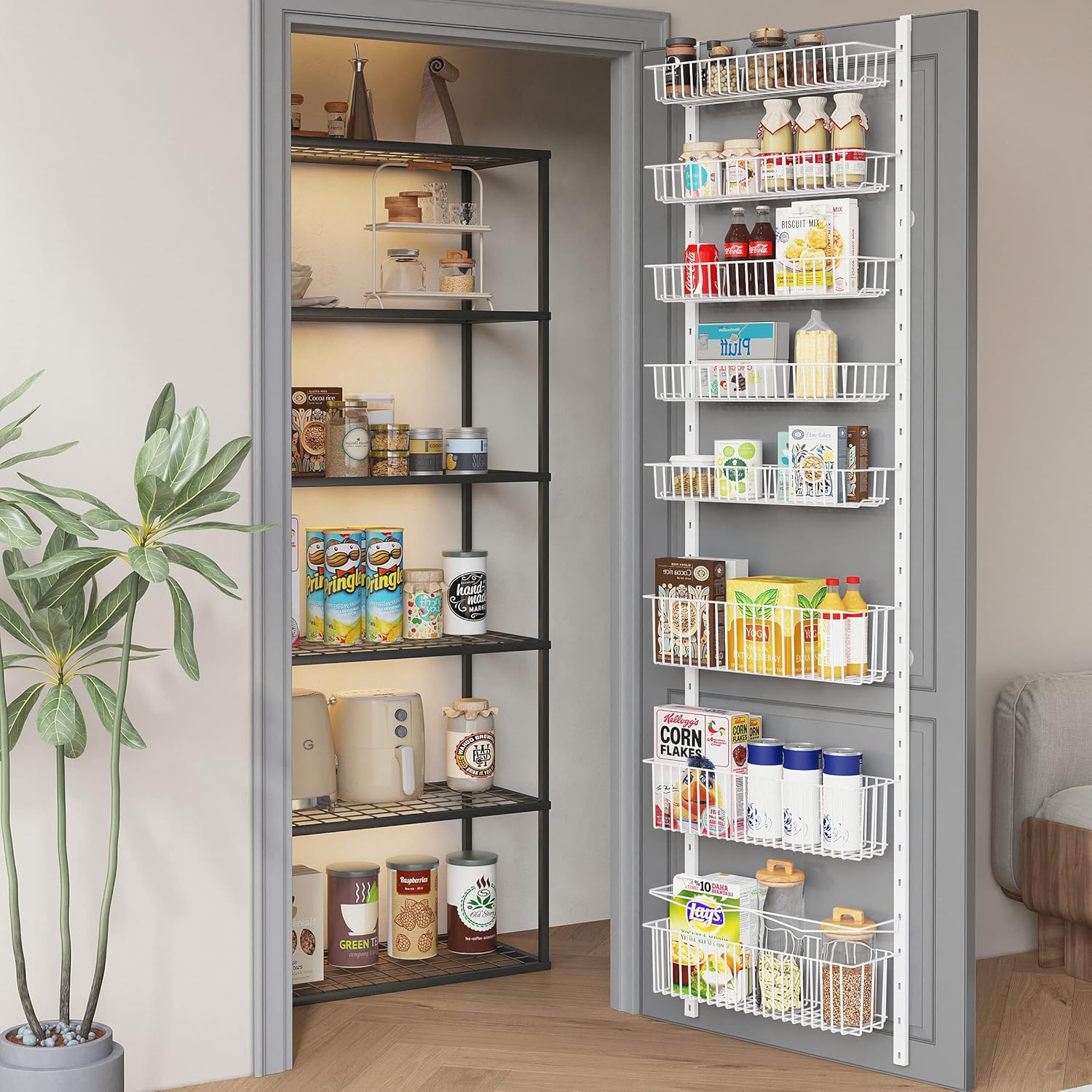COVAODQ 8Tier over door spice rack,hanging door storage kitchen,over