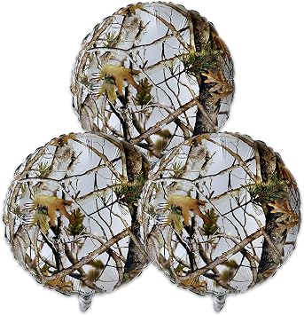 White Camo Balloons-3 Pack-18 Inch Mylar-Hunting Party Decor-Havercamp