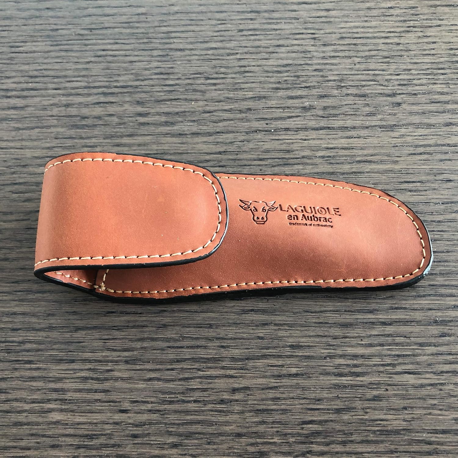 Laguiole en Aubrac Genuine Brown Leather Sheath/Case/Pouch/Protector For Folding Knife