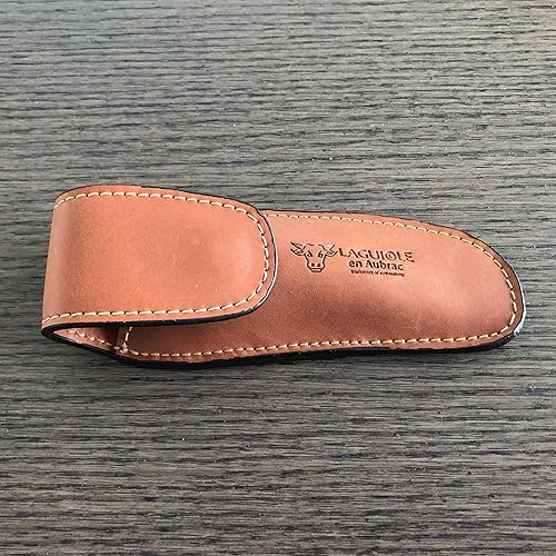 Laguiole en Aubrac - Funda de cuero marrón auténtico, funda de estuche, protector para cuchillo plegable