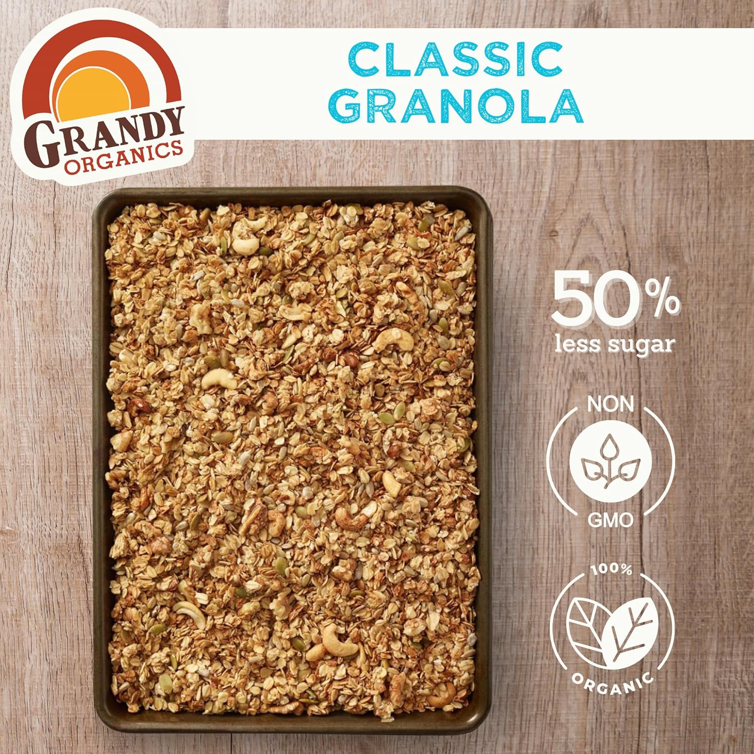 Grandy Organics 10lb Bulk Bag Organic Granola - Classic Granola with Organic Oats, Pumpkin Seeds, Walnuts & Cashews - Low Sugar, Dairy Free, High Protein, Non-GMO & Kosher