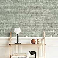 Simon&Siff Green Textured Grasscloth Peel & Stick Wallpaper 17.7"x394" - Waterproof Removable Faux Grassweave for Bedroom Kitchen Cabinets
