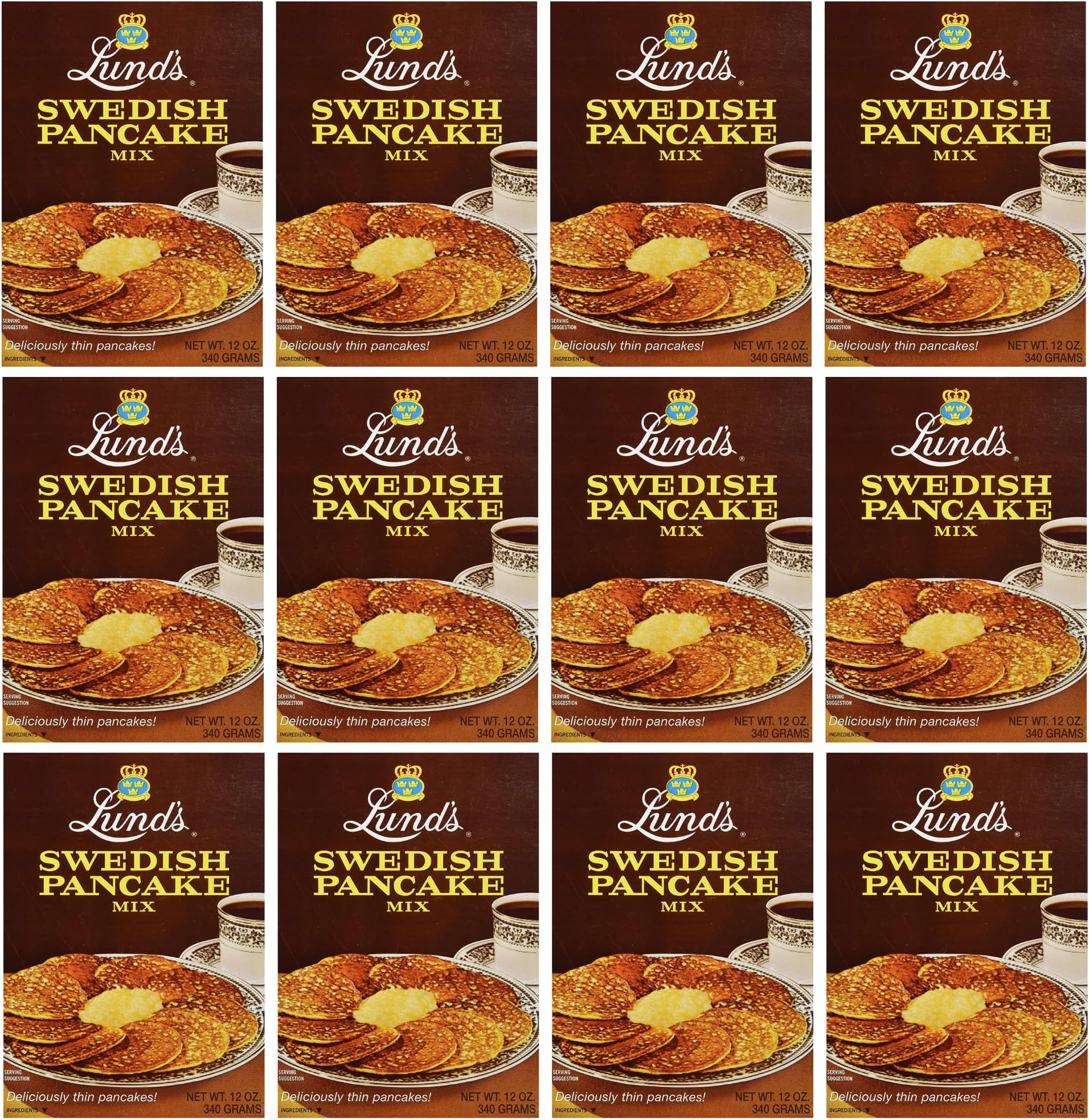 Lund’s Swedish Pancake Mix, Deliciously Thin & Light Pancakes, 12 oz, Traditional Scandinavian Recipe - Easy Mix for Breakfast or Brunch [Pack of 12]