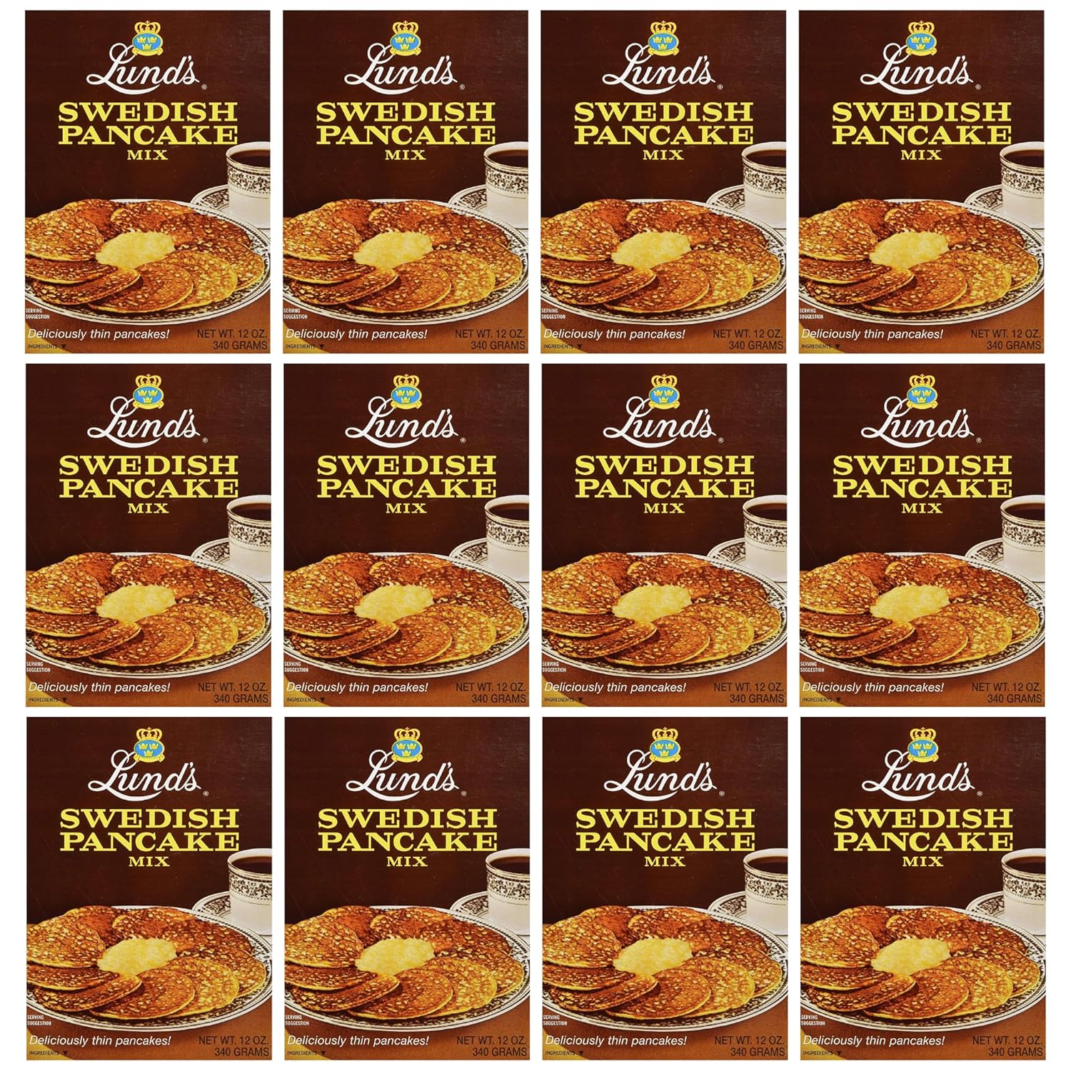Lund’s Swedish Pancake Mix, Deliciously Thin & Light Pancakes, 12 oz, Traditional Scandinavian Recipe - Easy Mix for Breakfast or Brunch [Pack of 12]