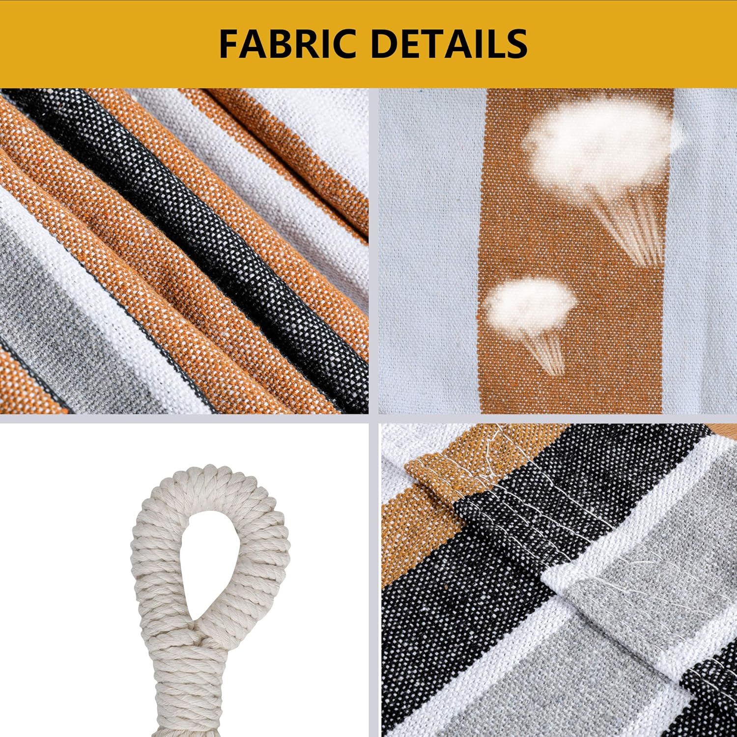 Double Hammock Brazilian Hammocks with Portable Carrying Bag,Soft Woven Fabric, Up to 450 Lbs Hanging for Patio,Trees,Garden,Backyard,Porch,Outdoor and Indoor XXX-Large Brown&Grey Stripe